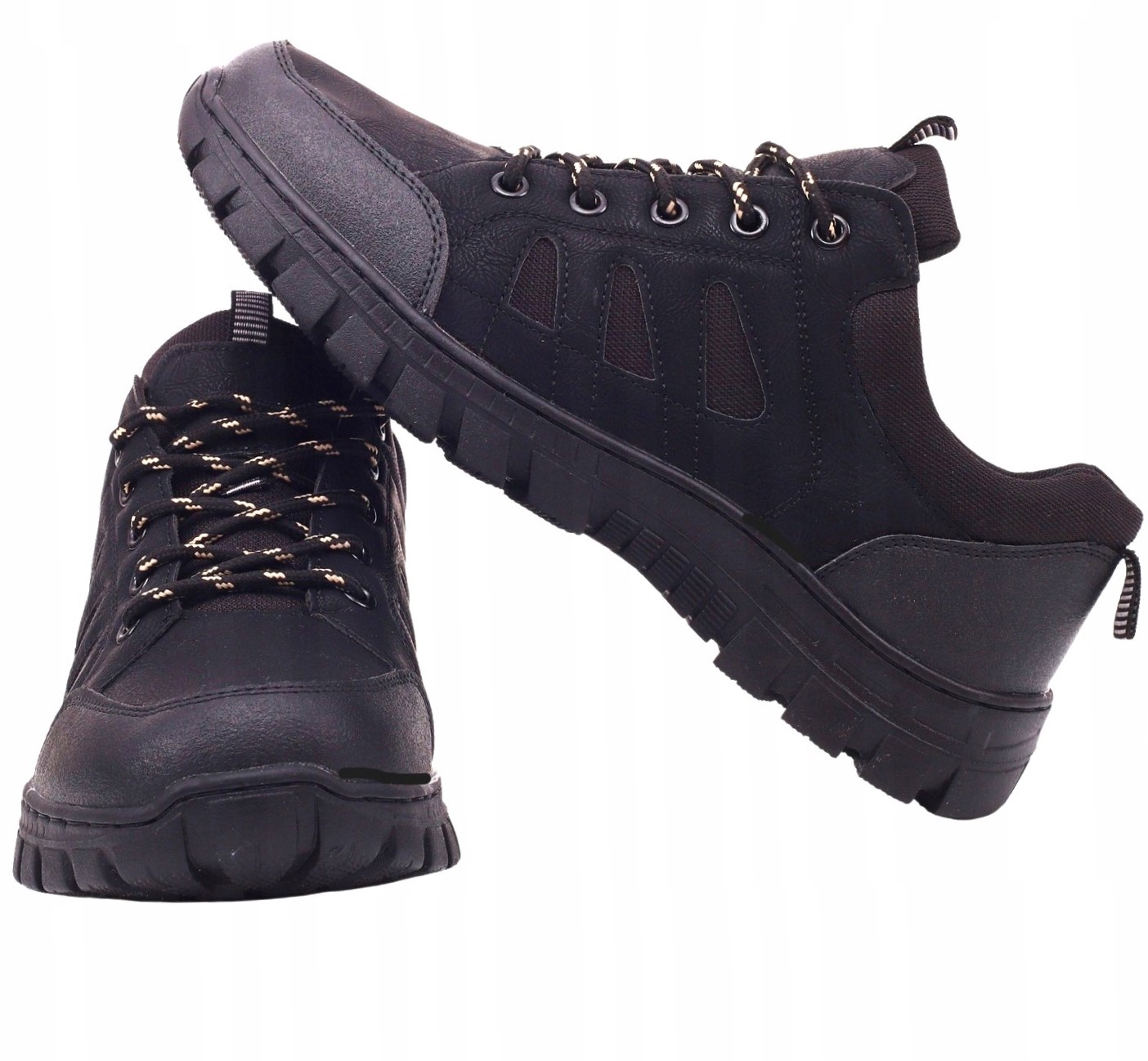 Czarne Buty Męskie Sportowe Szyte Do Pracy