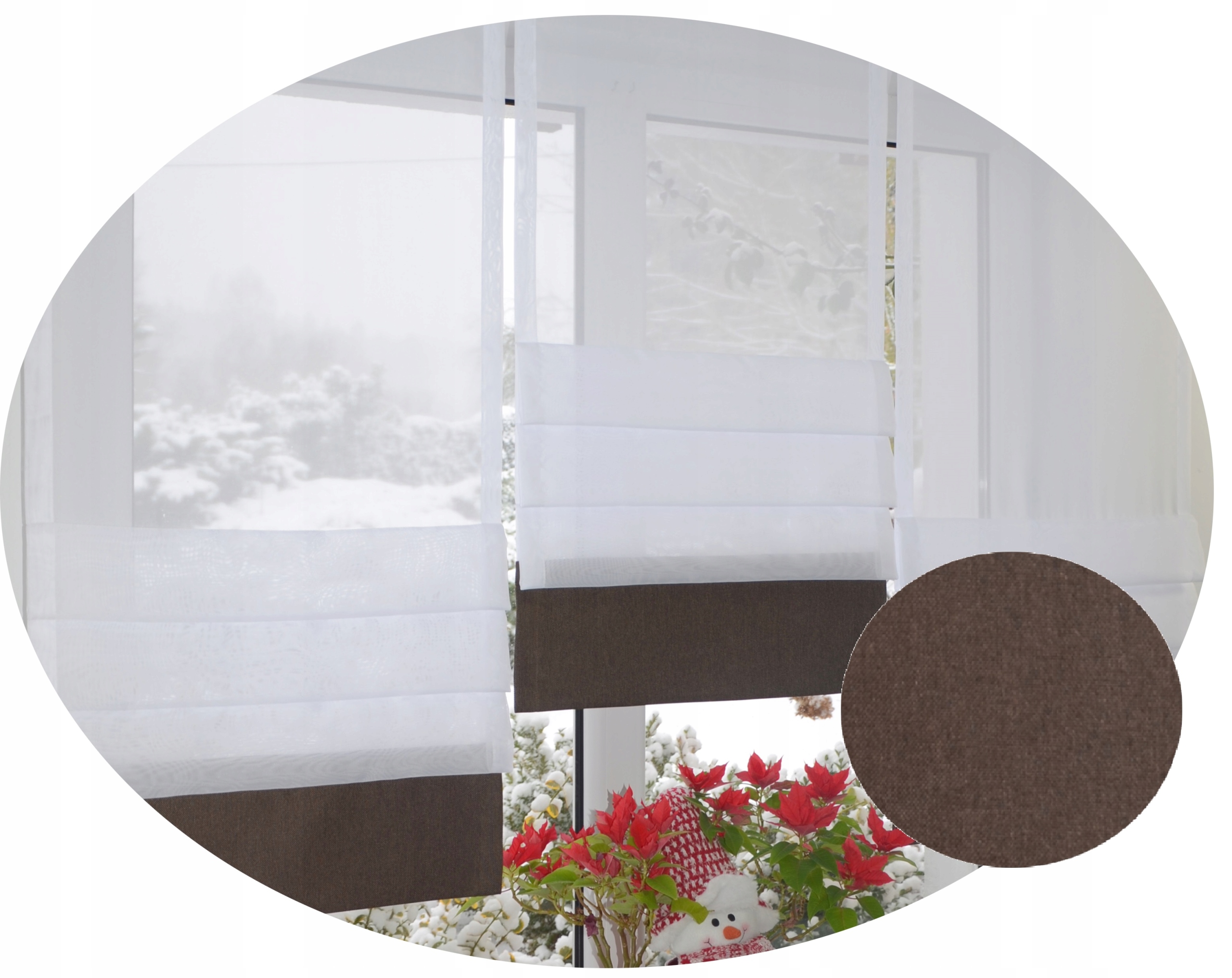 Panel jak roleta rzymska firana brązowy tweed ekran szer. 50cm/130 x 1szt