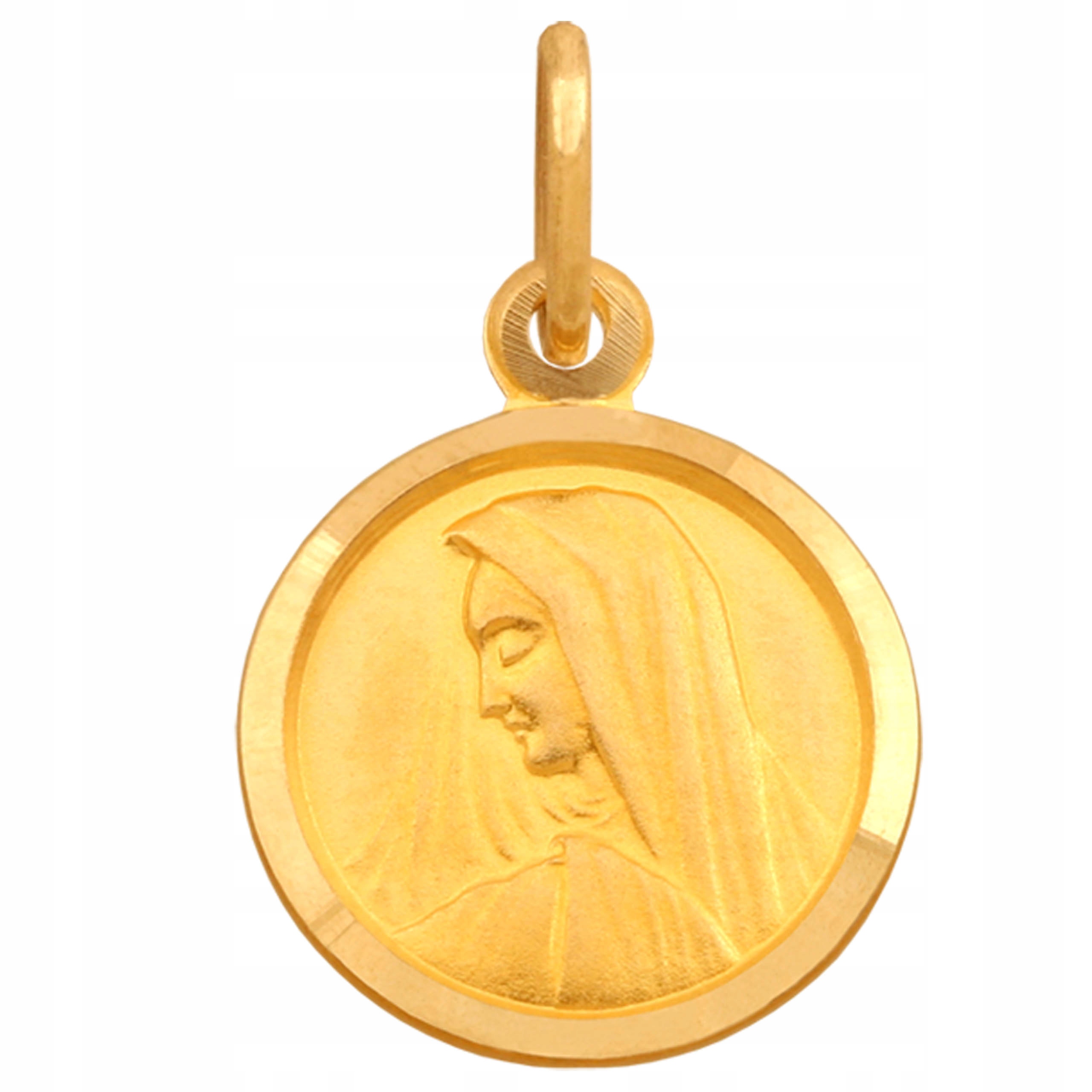 Zlatý medailonek 585 kulatý přívěsek na profil Panny Marie Matka Boží 14KT