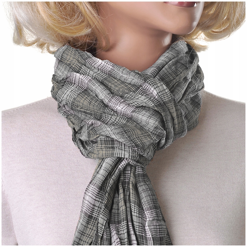 

Bawełna 100% Szalik Damski Szal w Kratę Greg bw4