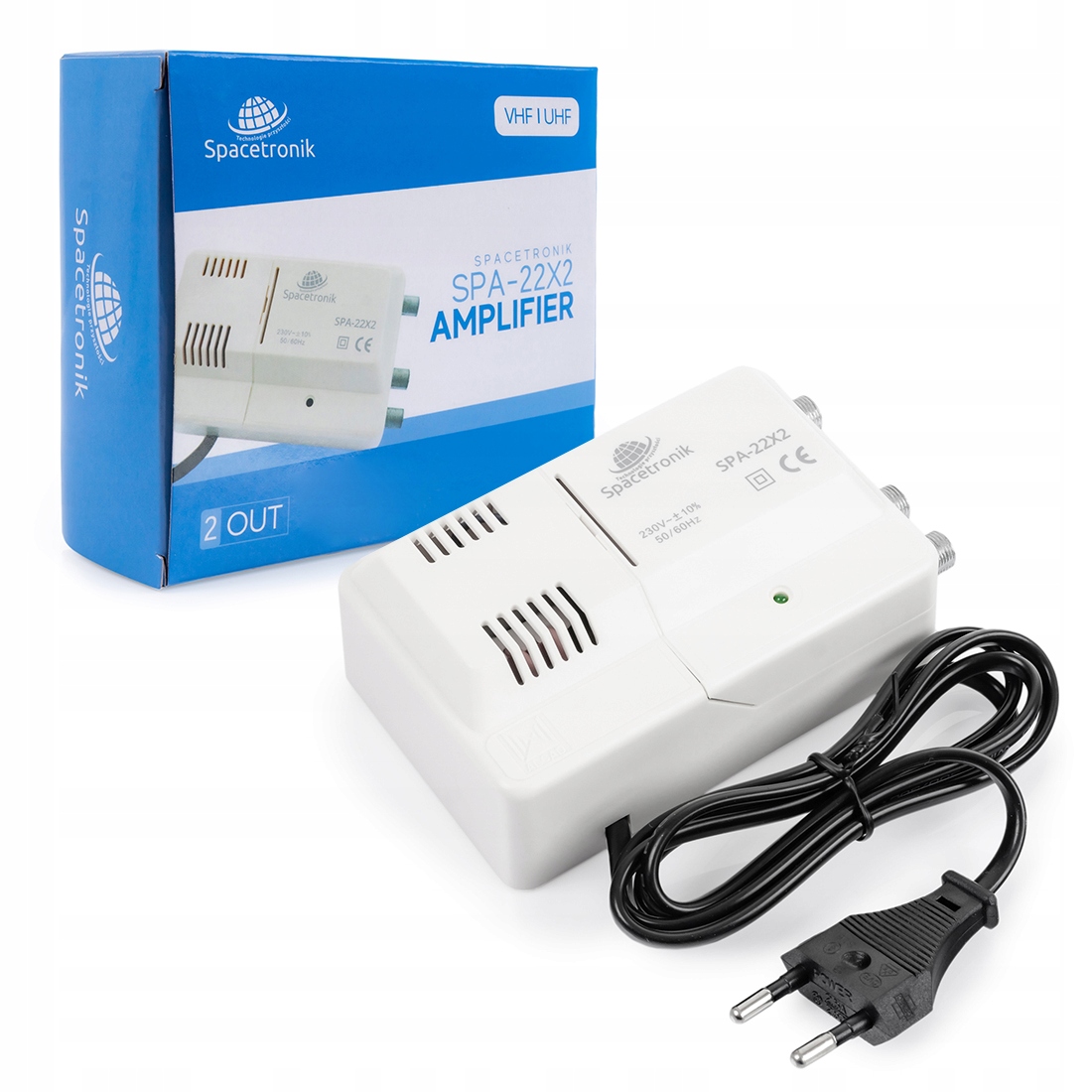 Wzmaczniacz TV Spacetronik SPA-22X2 VHF/UHF 24dB Model SPA22X2