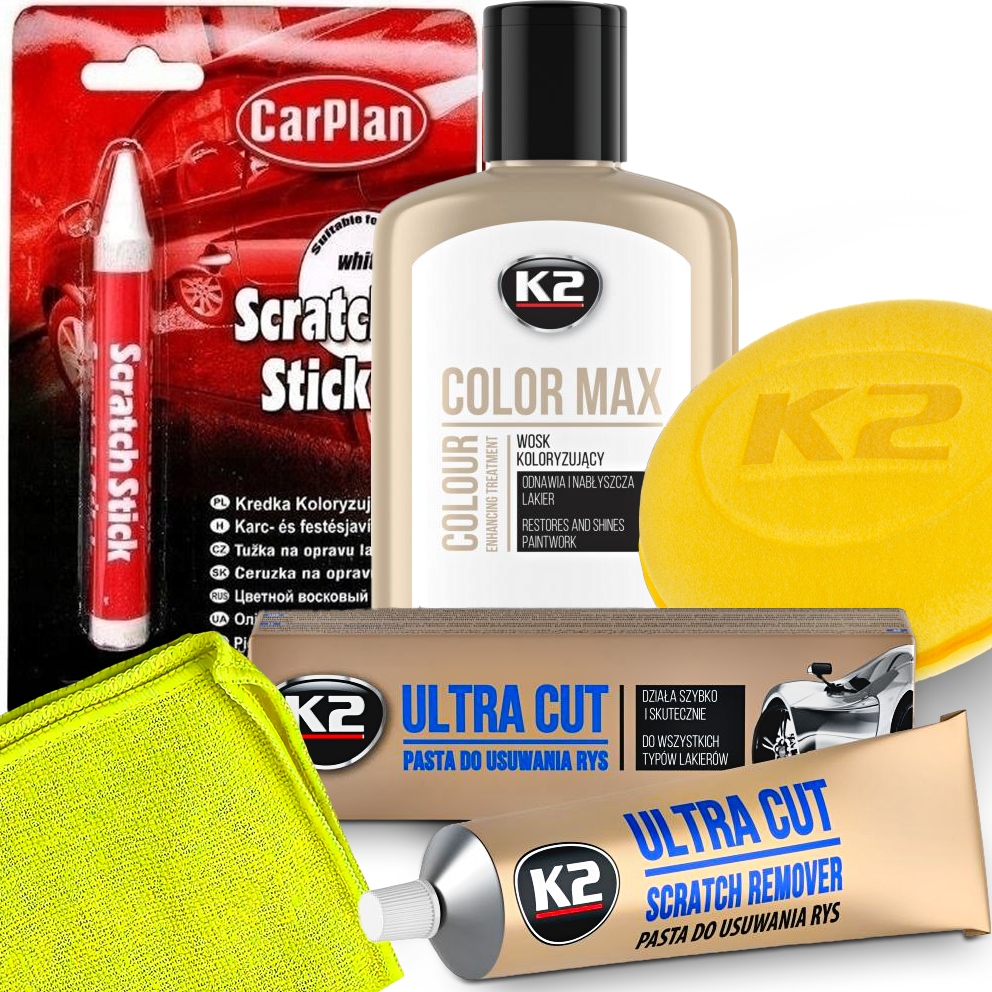 Zestaw Kredka +pasta +wosk Koloryzujący Samochodowy Do Usuwania Rys Na Rysy