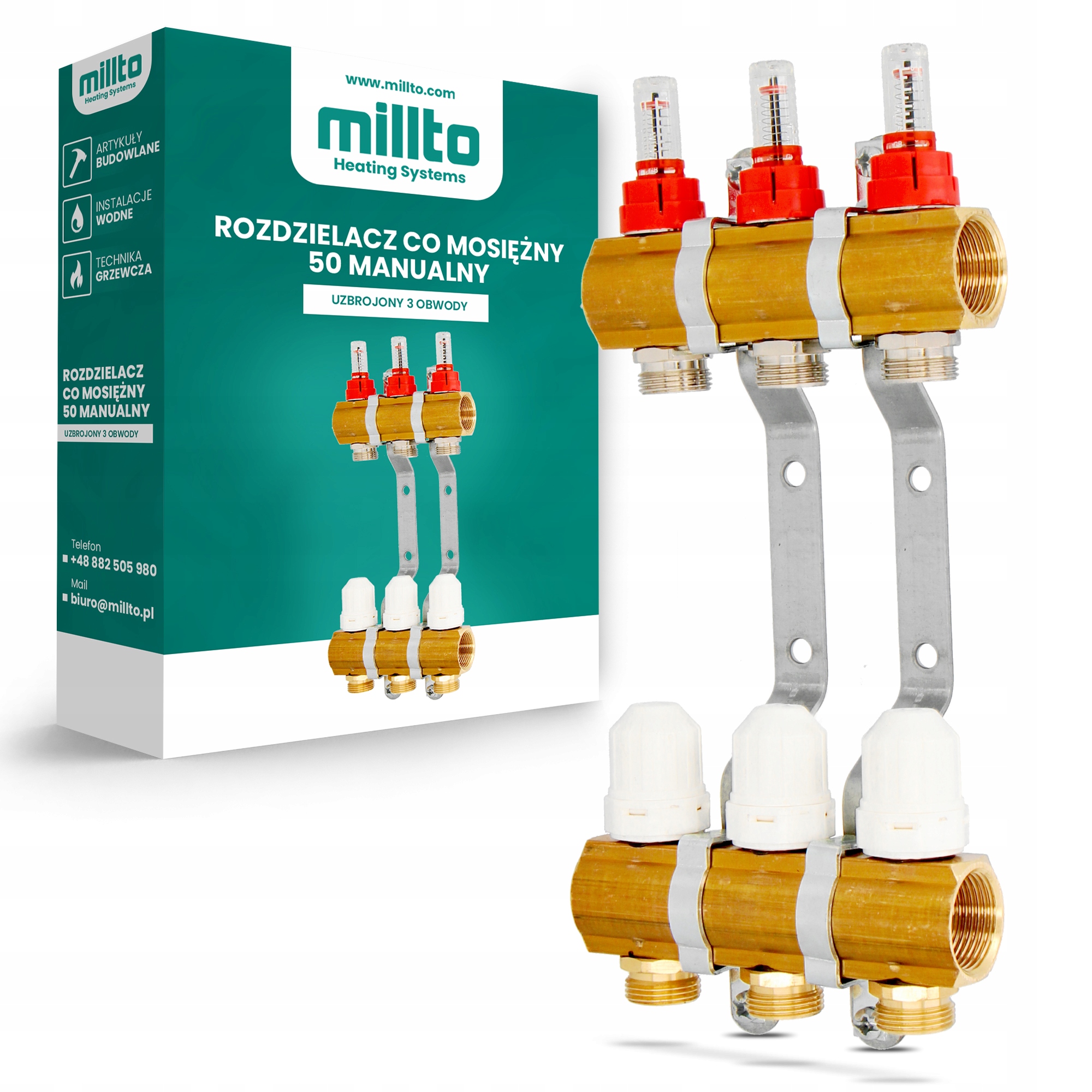 Rozvaděč 3-sekční C.o. podlahový mosaz