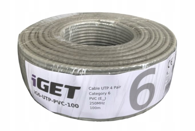 Síťový kabel iGET CAT6 Utp Pvc Eca 100m/role