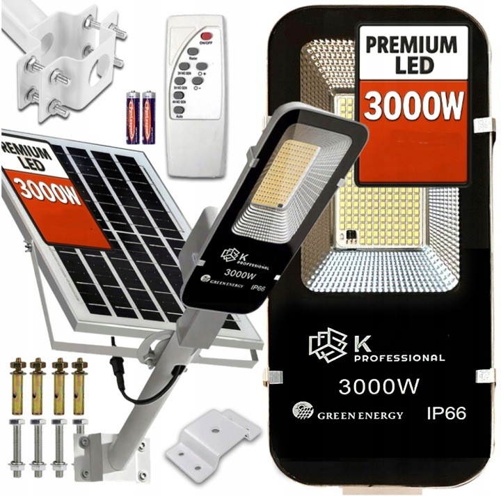 Solárna Led Pouličná Lampa Výkonná 3000 W So Snímačom Súmraku A Pohybu 550 Led