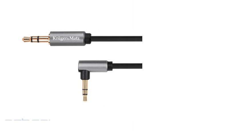 Kabel jack 3.5 wtyk stereo - 3.5 wtyk kątowy stereo 1m  Kruger&Matz Basic