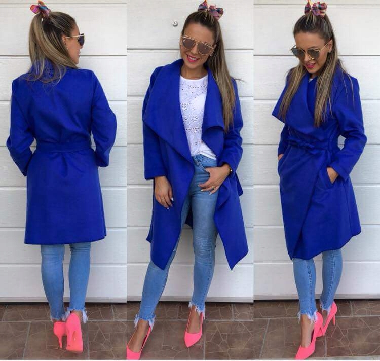 PŁASZCZ FLAUSZOWY WIĄZANY KOPERTOWY CIEMNA FUKSJA Model PŁASZCZ FLAUSZOWY