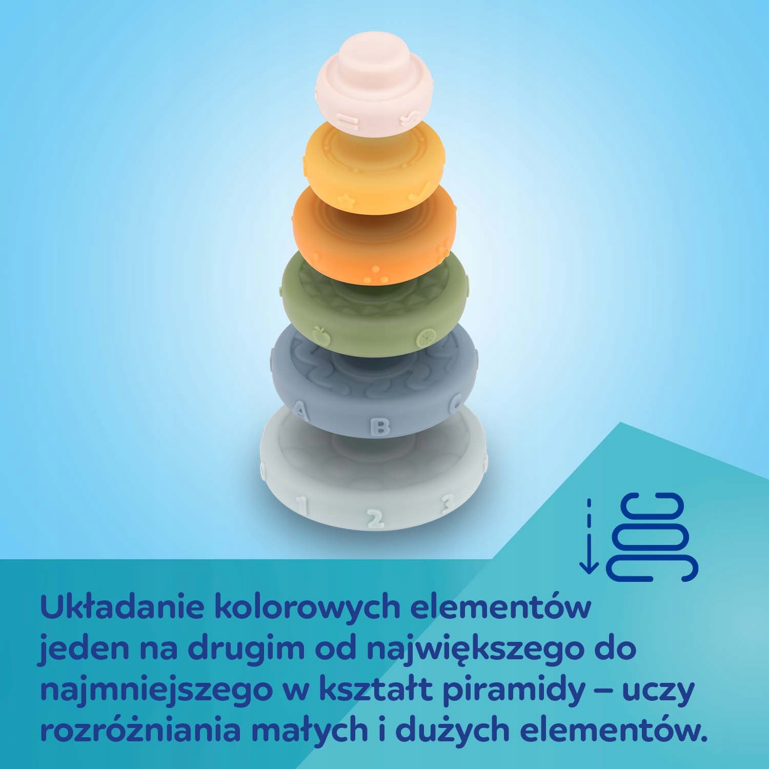 CANPOL SENSORYCZNA UKŁADANKA PIRAMIDKA 79/103 Materiał guma