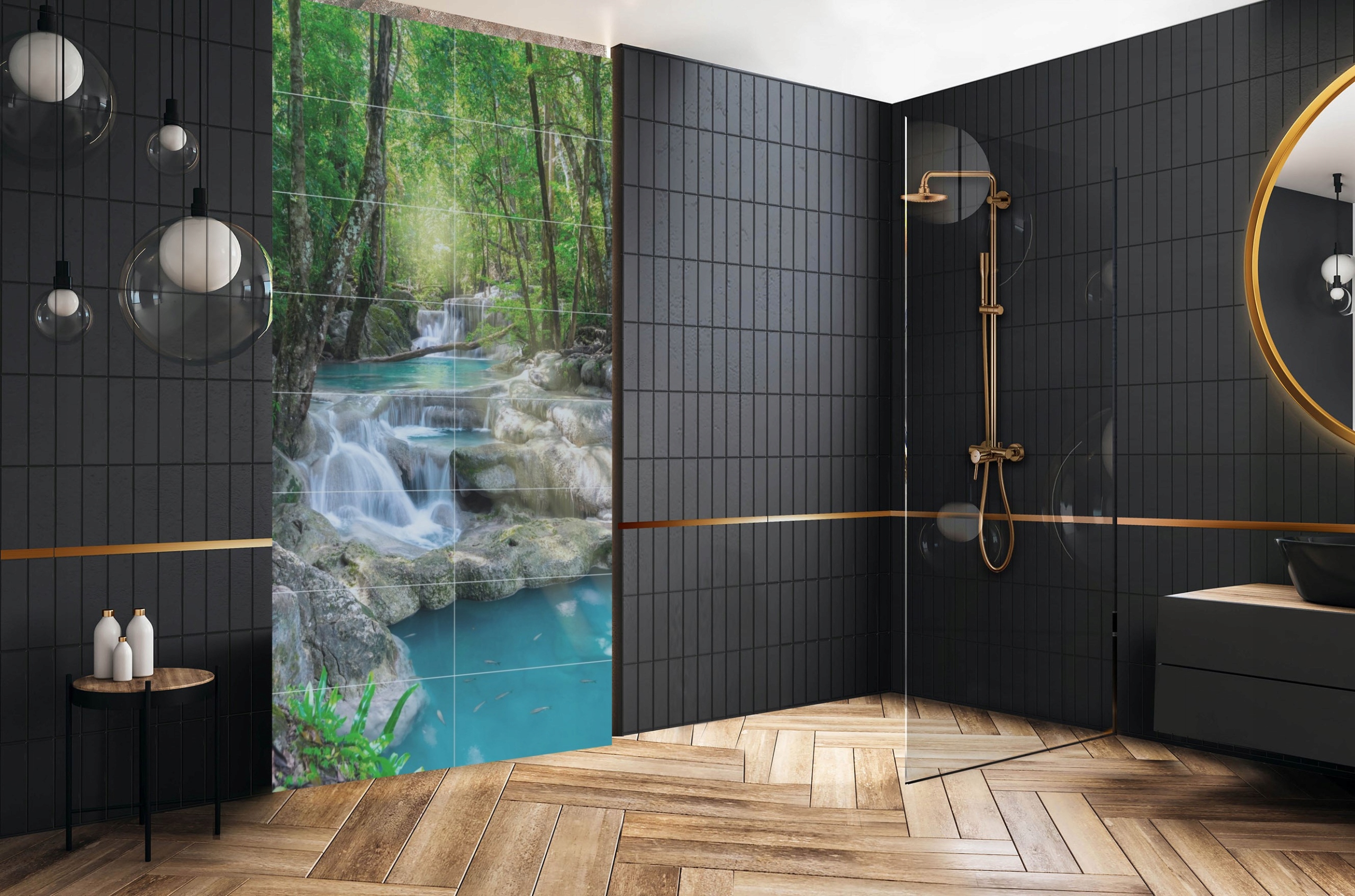 Obraz ceramiczny Wodospad 240x120 cm matowy Realistyczny 16 płytek efekt 3D