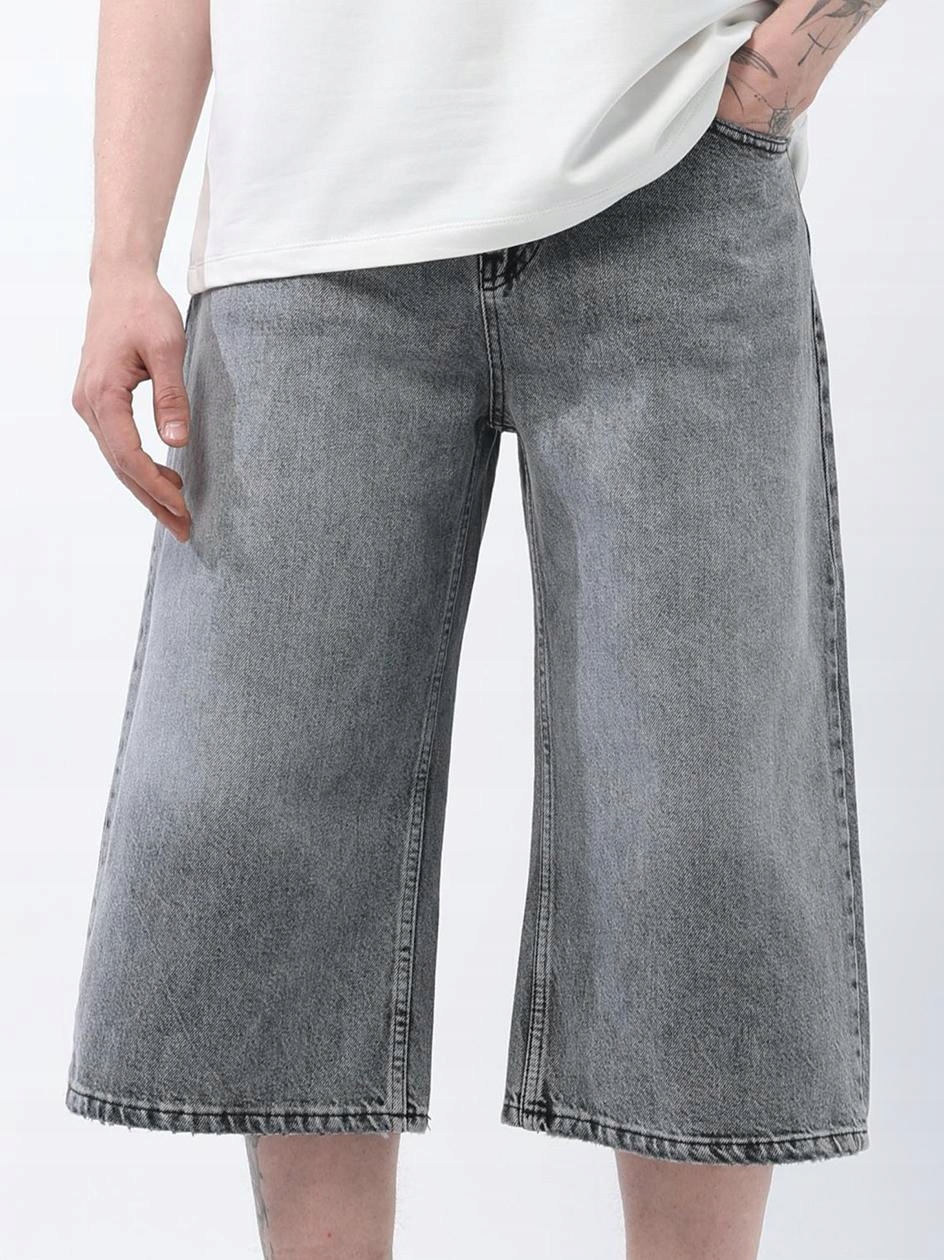 Krátké Kraťasy Džínové Jortsy Baggy Pánské Tmavé Šedé Bermudy 29