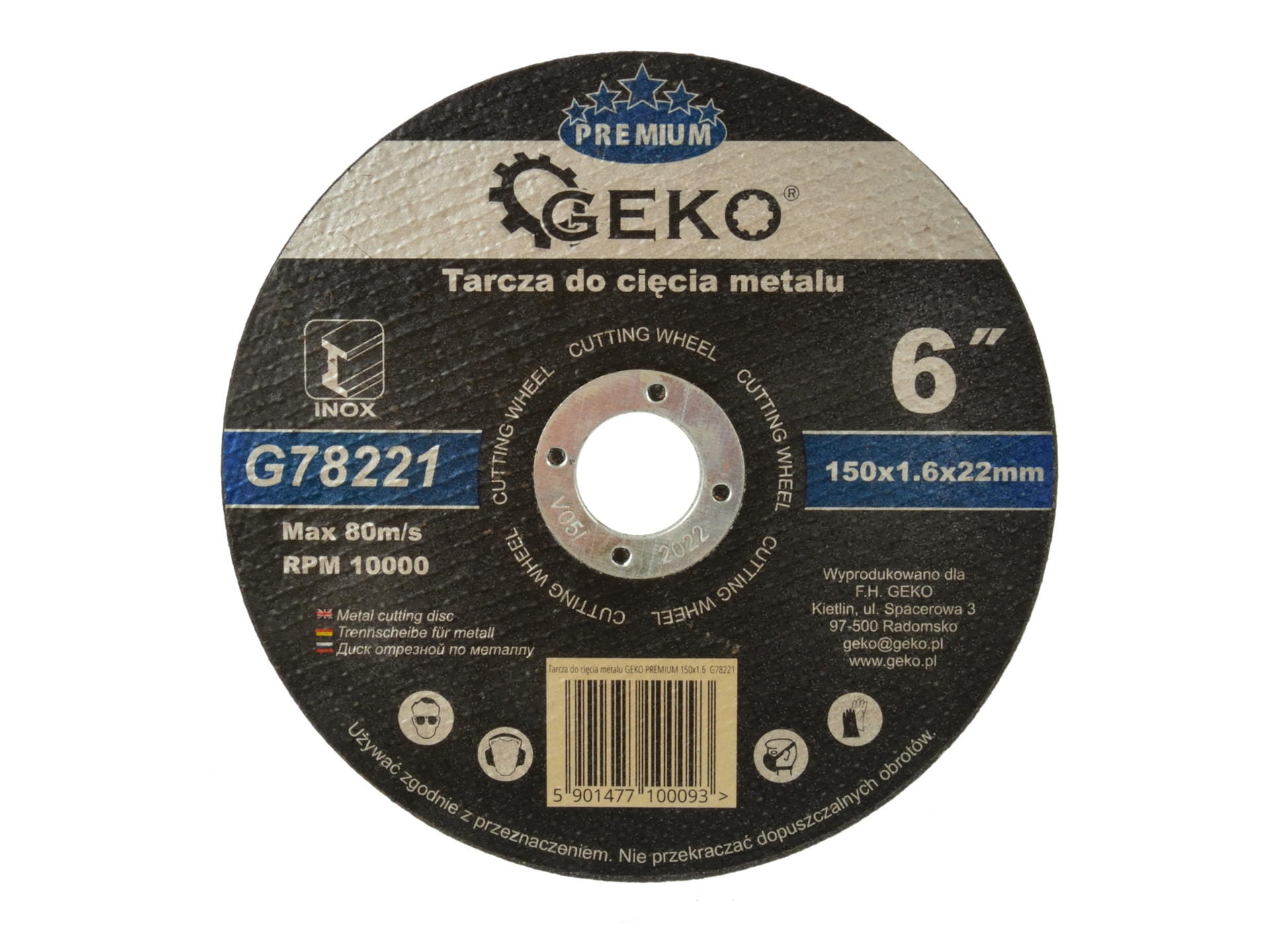 

Tarcza do cięcia metalu stali Inox 150mm x 1.6mm