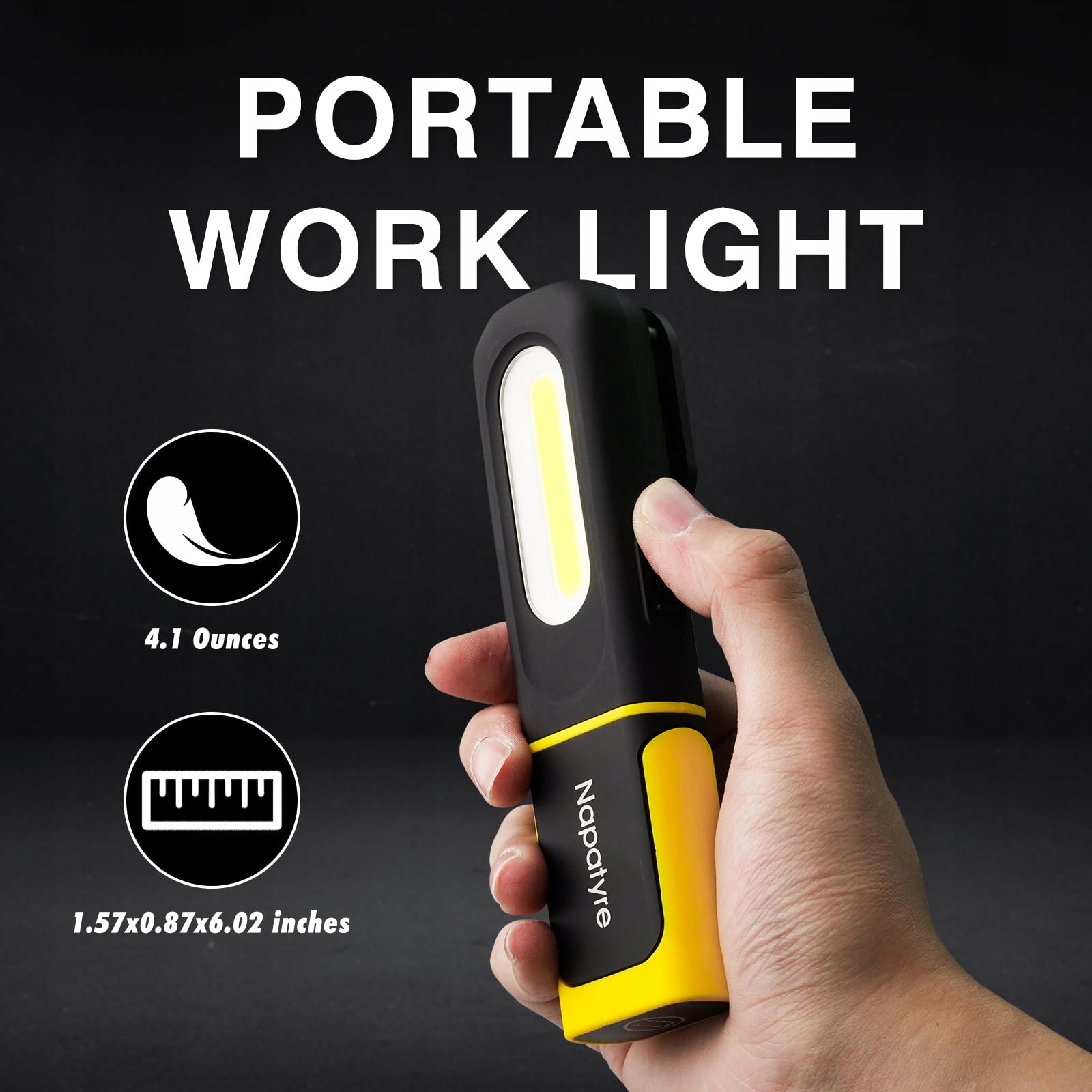 NAPATYRE Lampa LED Akumulatorowa 800LM Magnes Podstawa 360° 3 Tryby — miniatura 2