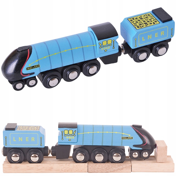 

Niebieska lokomotywa parowa Mallard Bigjigs Rail