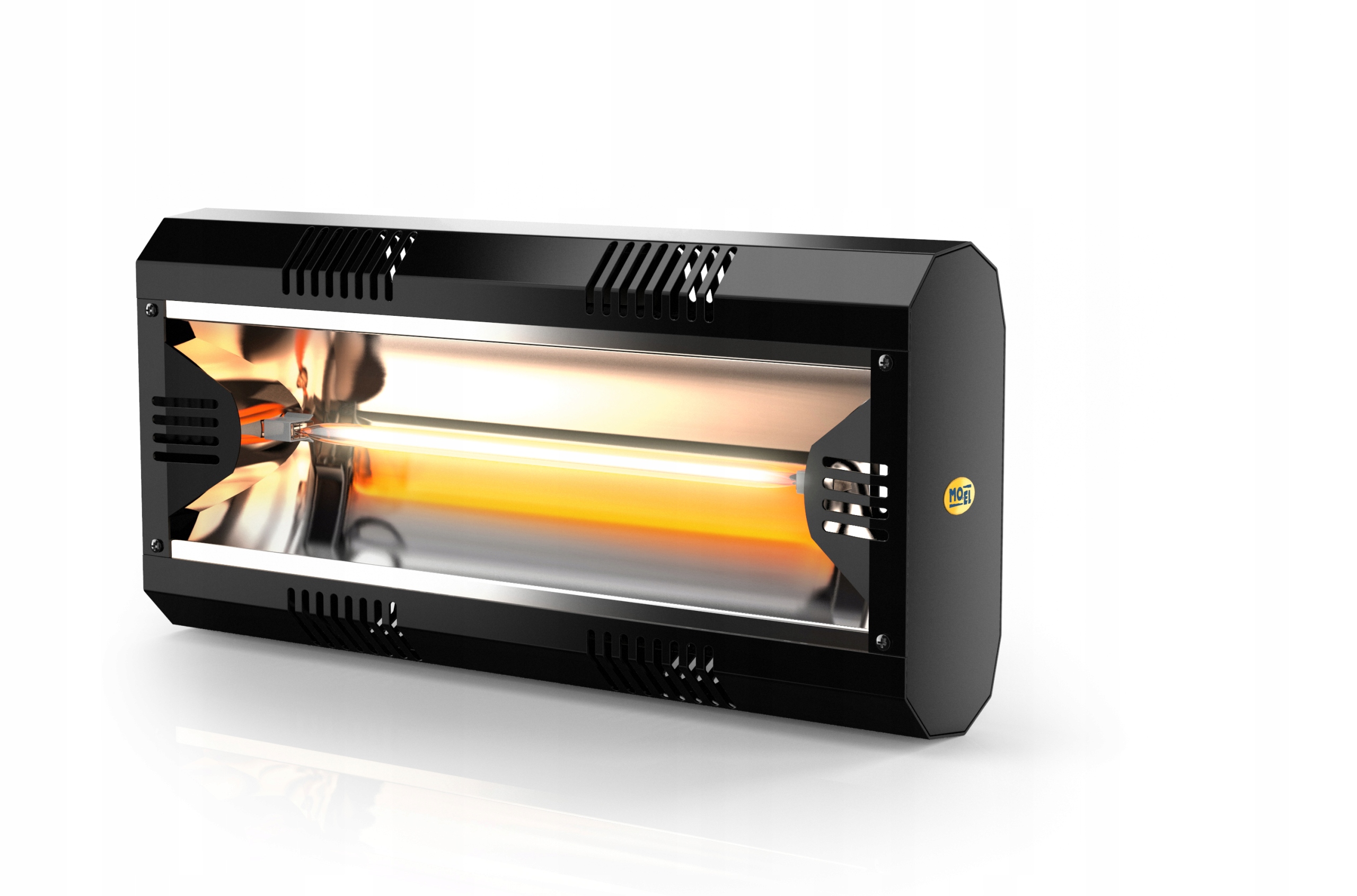 Žiarič na stenu, priemyselný, čierny, 2 kW IP55