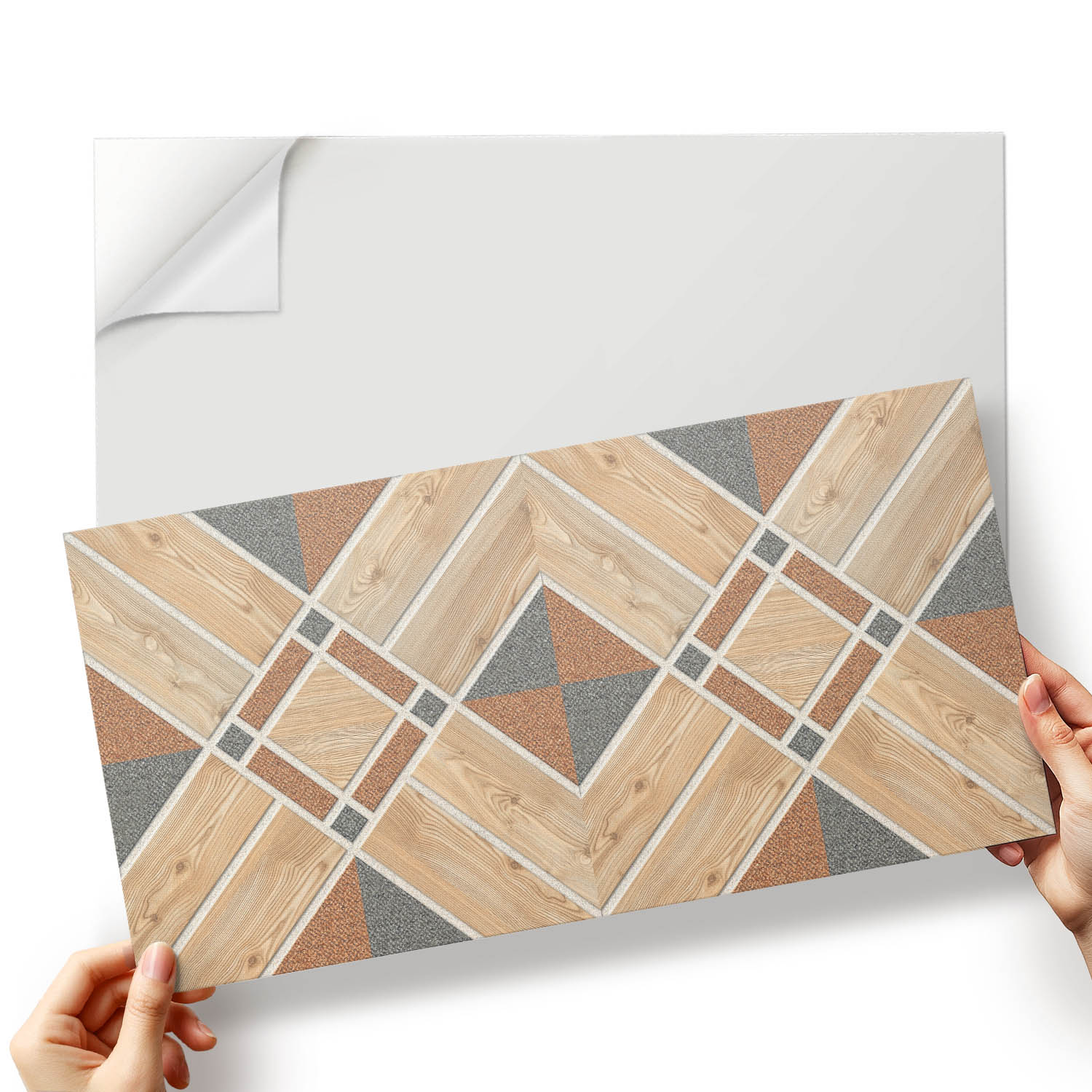 Sada dlaždic Vinyl Geometrický motiv inspirovaný dřevem 10x40x20 cm