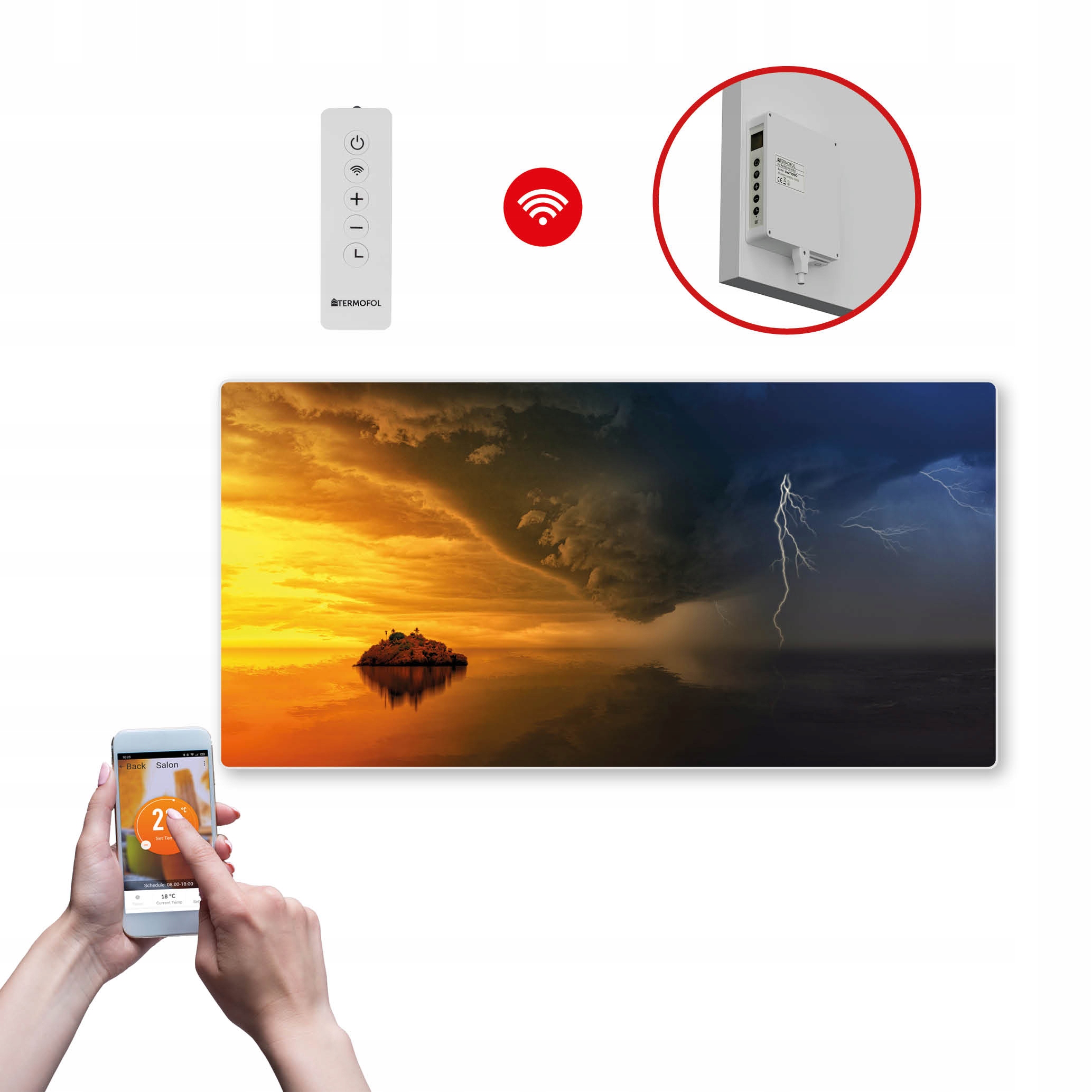 Dekoračný infračervený Ohrievací Panel s výkonom 700 W a Wifi