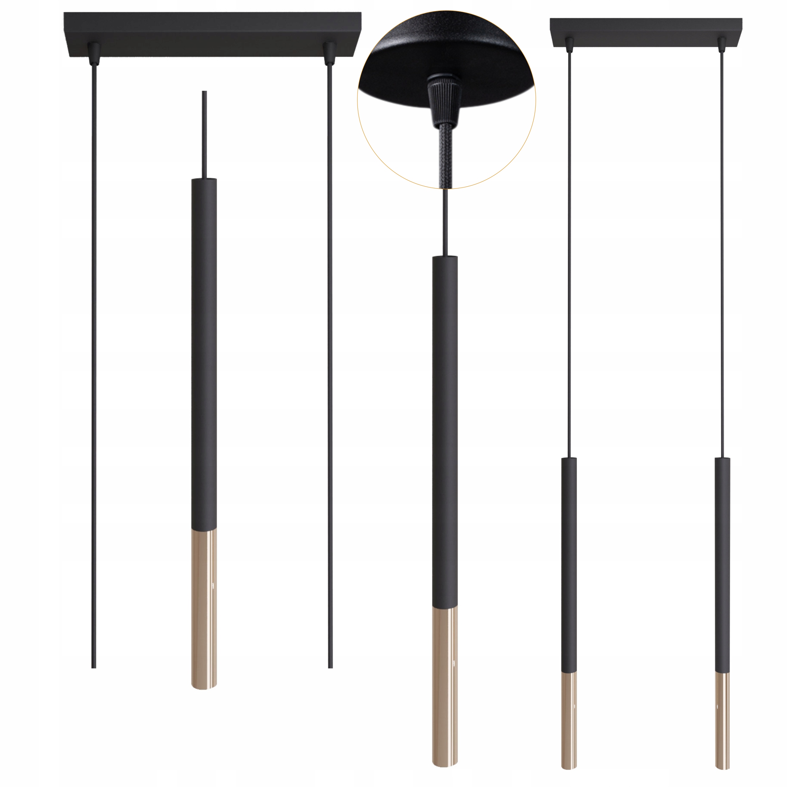 Závěsná stropní lampa Zwis kovová černo zlatá 2xG9 Led 10W Tuba