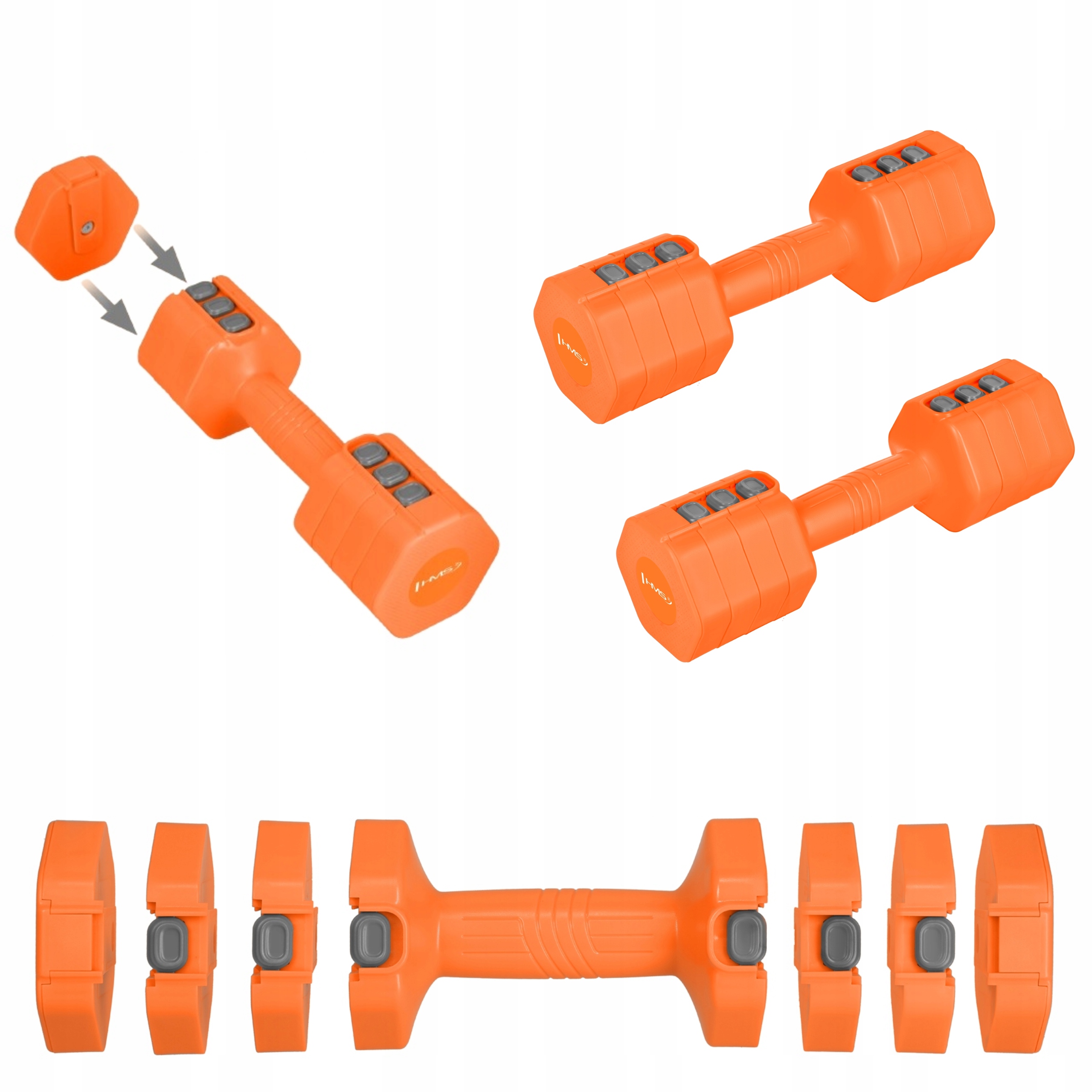 Nastavitelné činky 1-2.5 kg Sada Hms 2x2.5 kg Závaží pro cvičení Fit