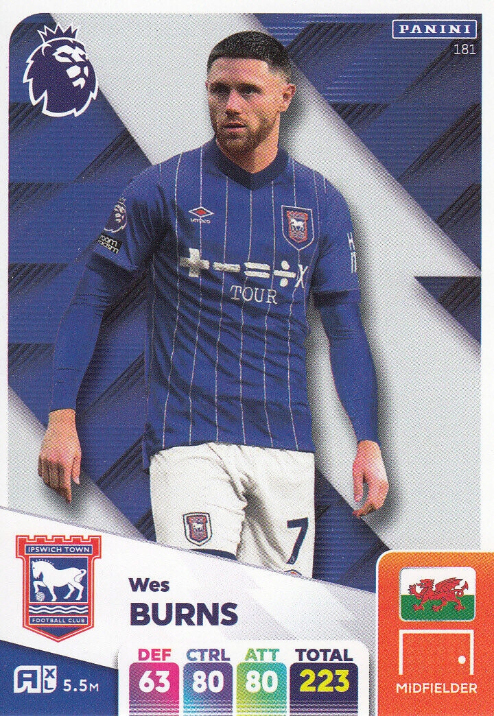 Premier League 2025 Base Card Wes Burns 181