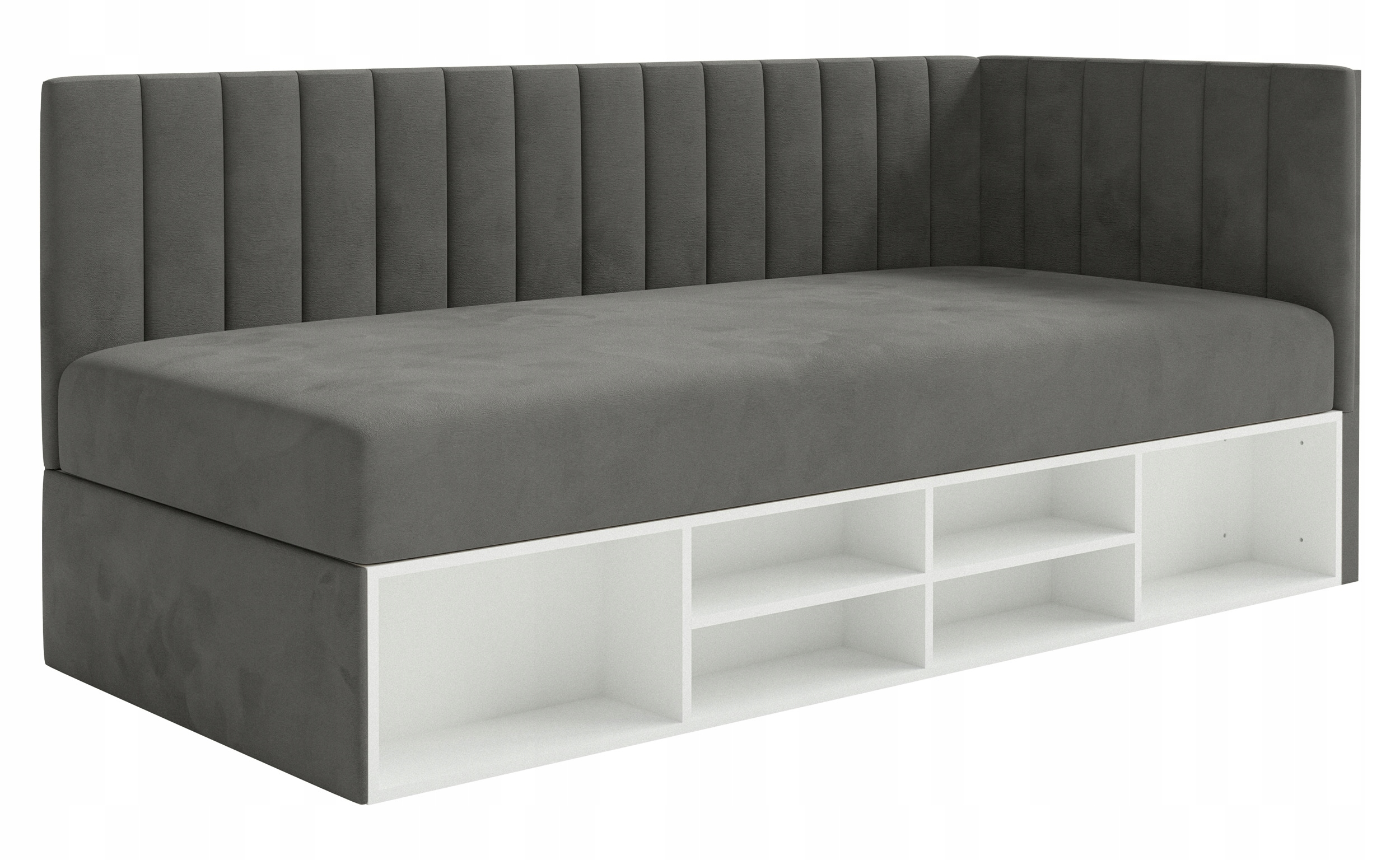 Postel pro mláděž 90x200 cm Ventrio tmavě šedá hydrofobní velurová pravá