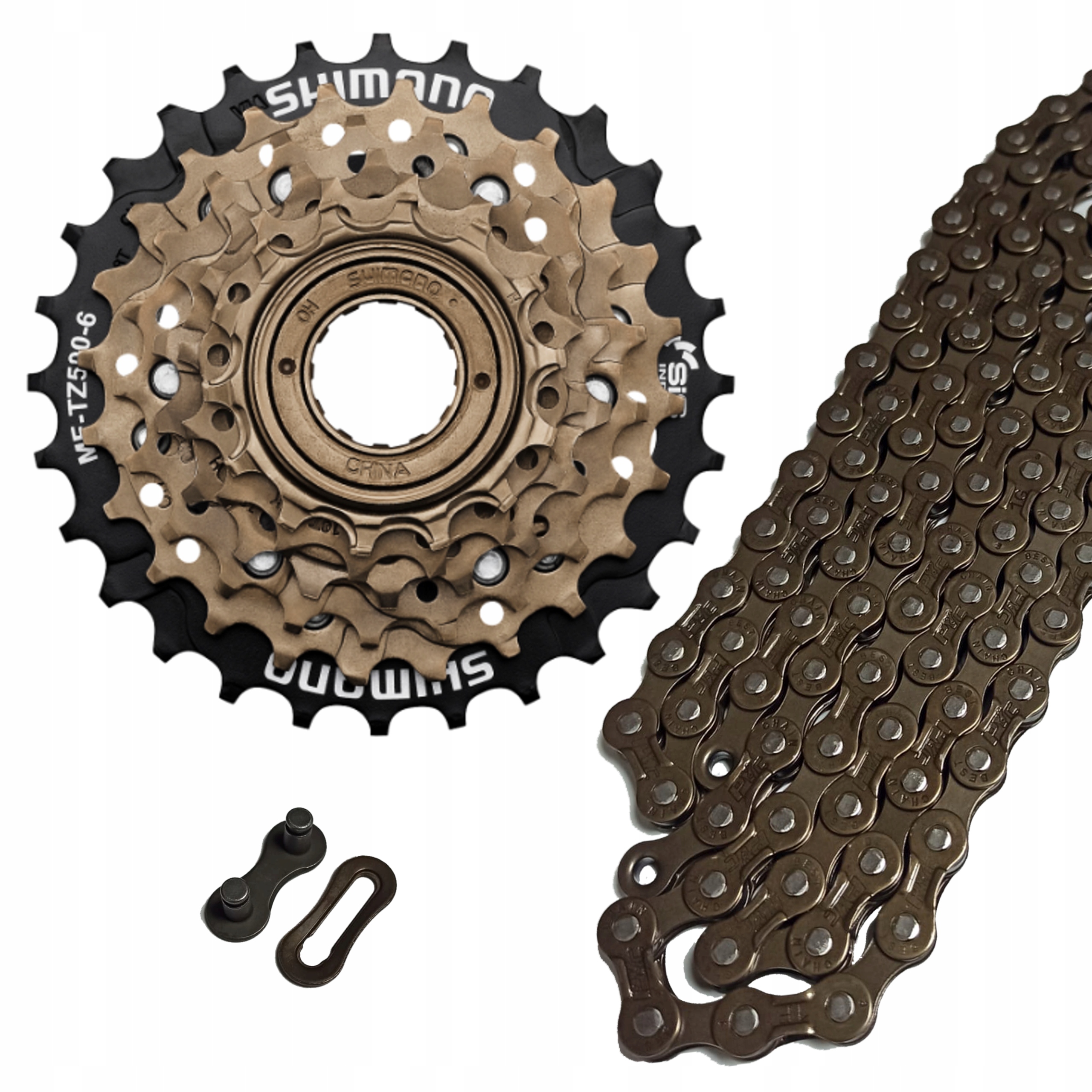 Komplet Wolnobieg Shimano 6-rzędowy 14-28T MF-TZ500 Łańcuch Pyc Zestaw