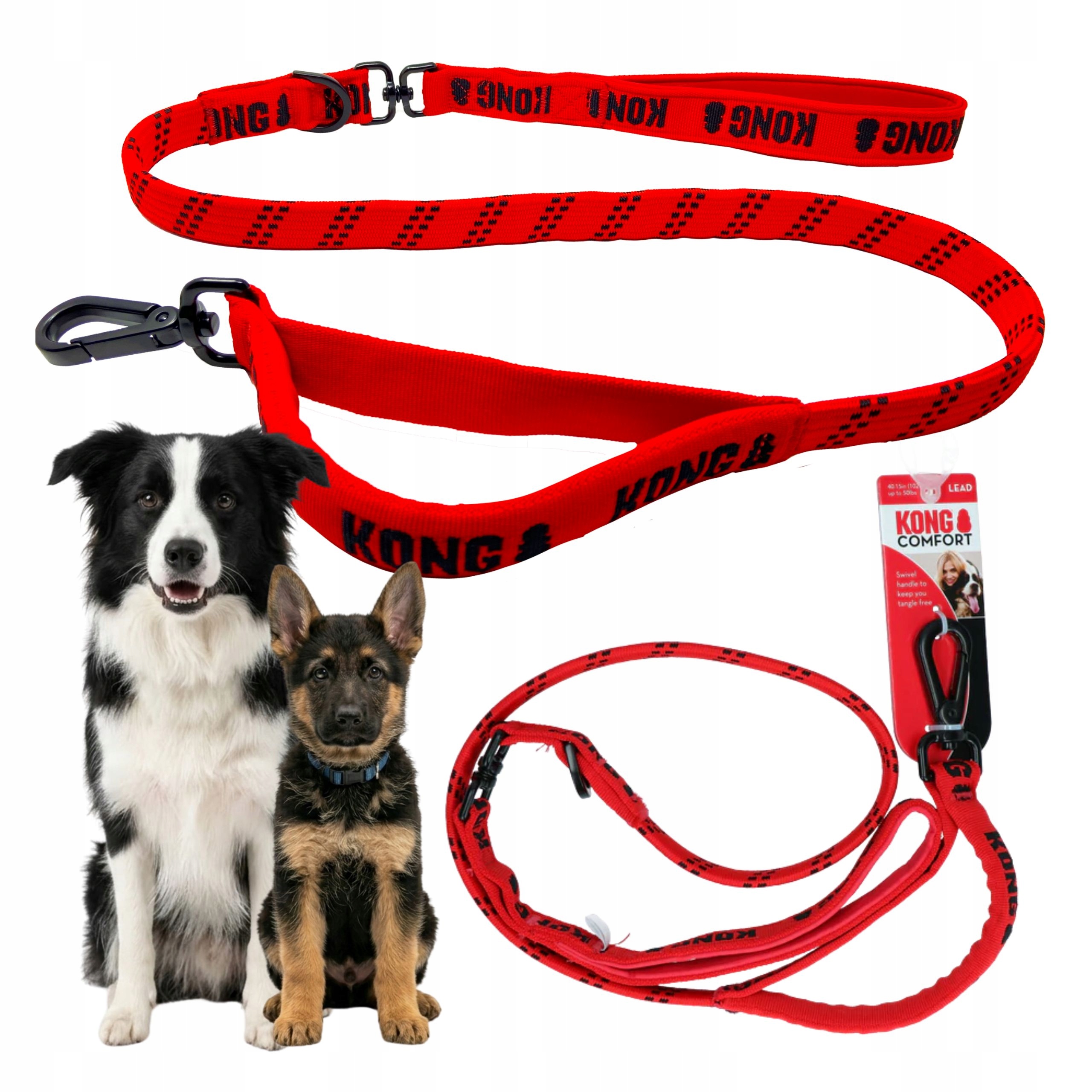 Levně Vodítko pro psa Kong pružná, Pevná, eliminuje trhání s rukojetí 120 cm