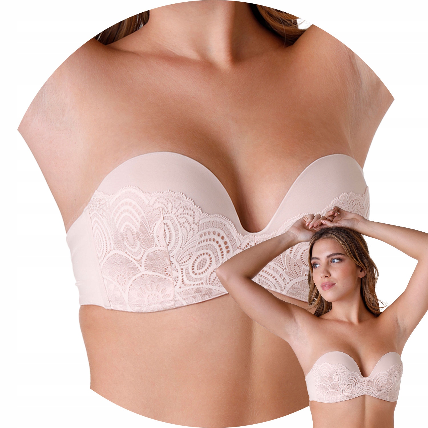 Wonderbra WB000BHO 150 béžová bez ramínek 70C Podprsenka Bardotka