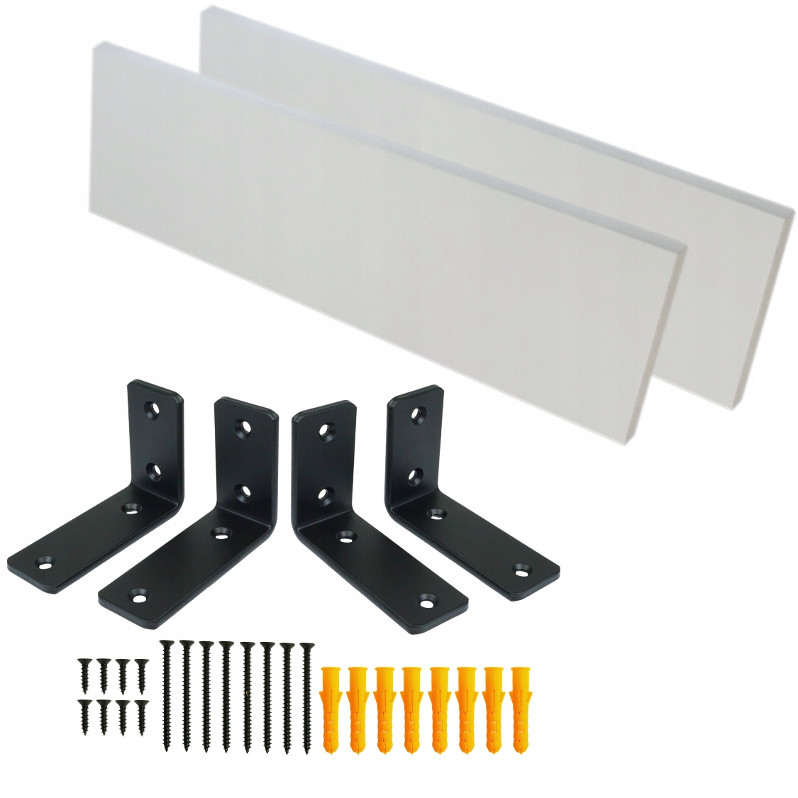 2x Bílá nástěnná police 500 mm, laminovaná deska, formát nábytku držák