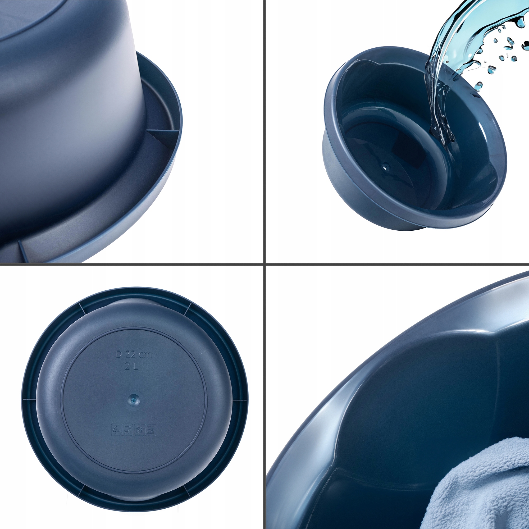 MISKA PLASTIKOWA 6L OKRĄGŁA NA PRANIE GRANAT Wysokość produktu 11 cm