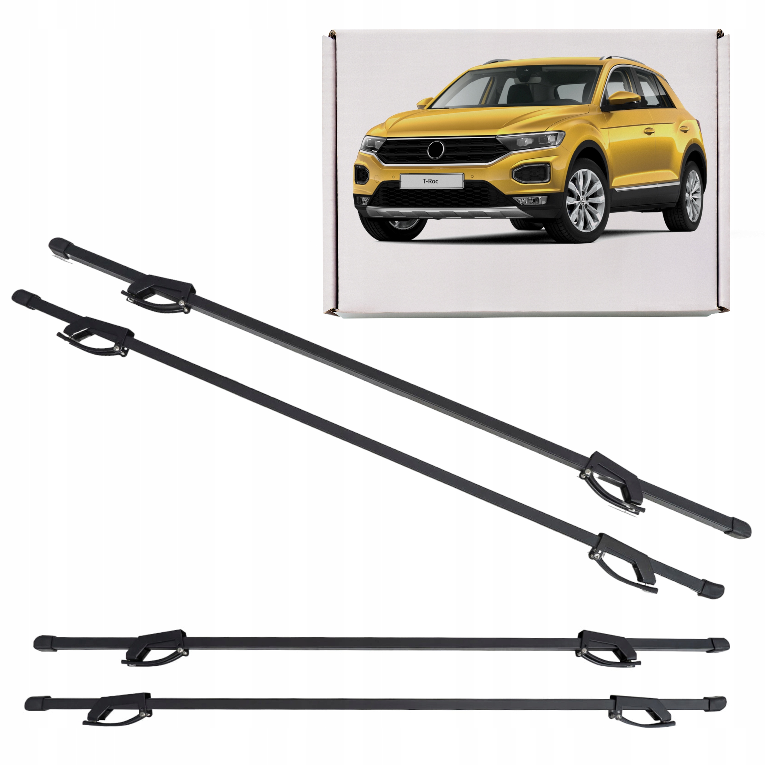 Volkswagen T-roc 2017 Střešní Nosič, Základní Nosníky 130 CM, Černé, Ocelové