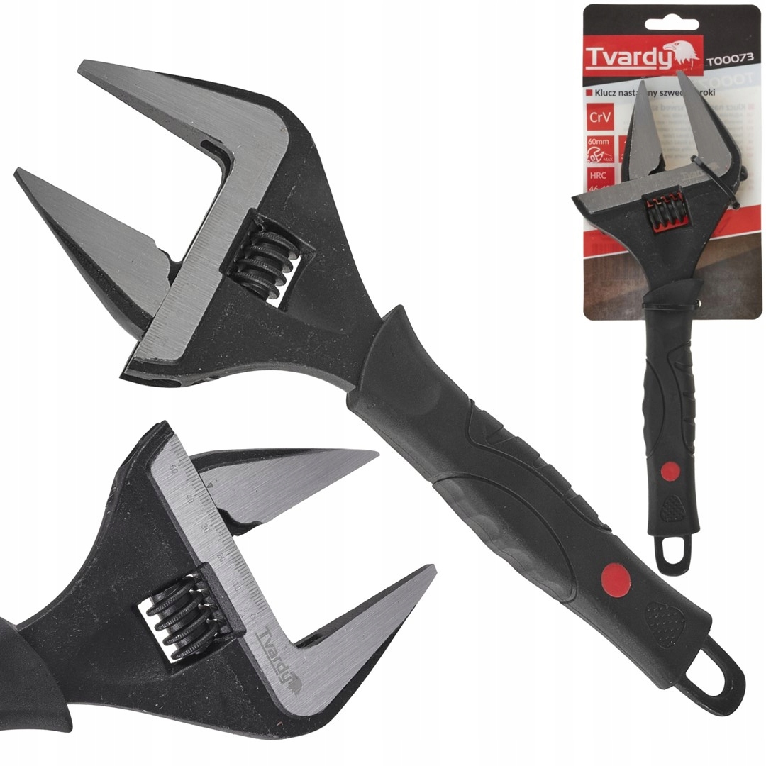 Klucz Nastawny Szwedzki Szwed Szeroki Regulowany CrV Tvardy 12" 60mm