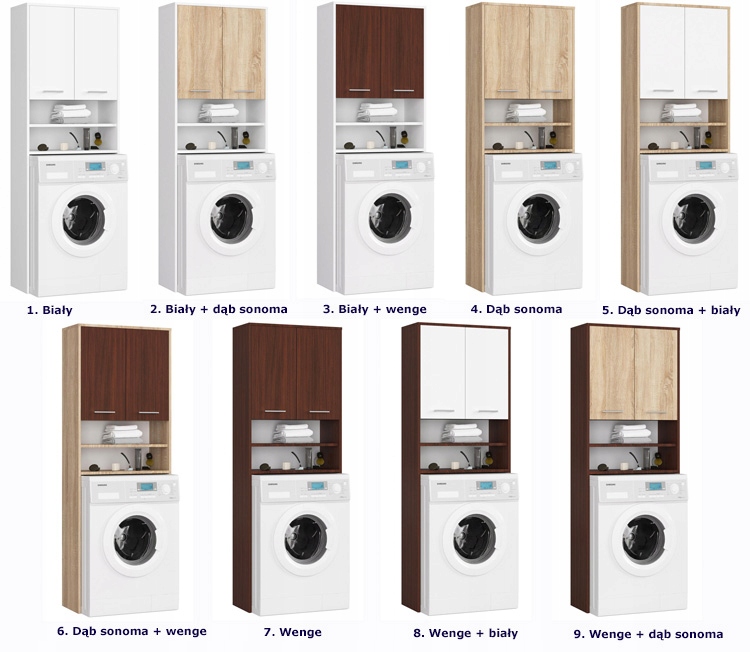 SŁUPEK ŁAZIENKOWY NAD PRALKĘ KLASYCZNY 4 PÓŁKI MAT Szerokość mebla 64 cm