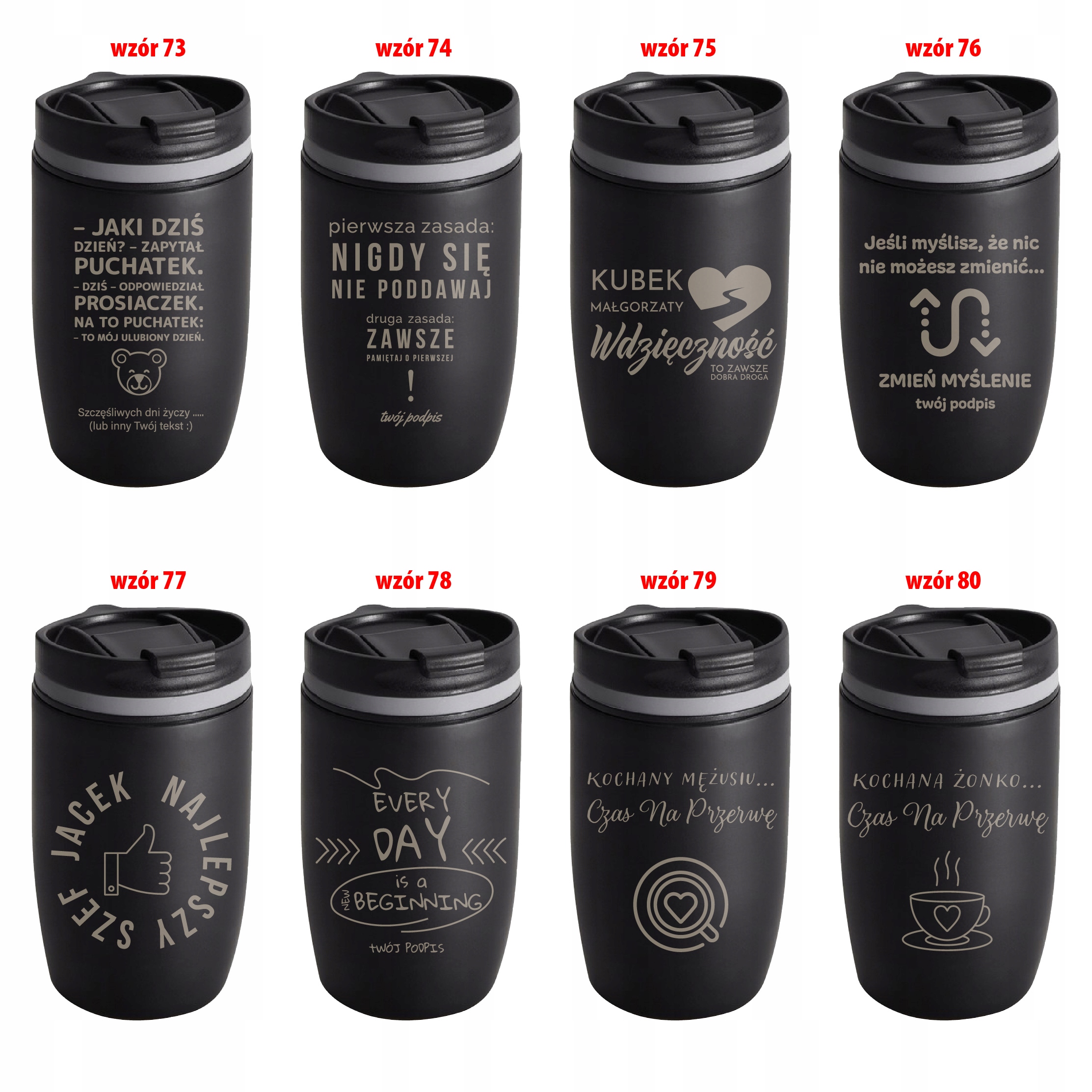 KUBEK TERMICZNY CZARNY MAT Z GRAWEREM Twój napis Marka inna