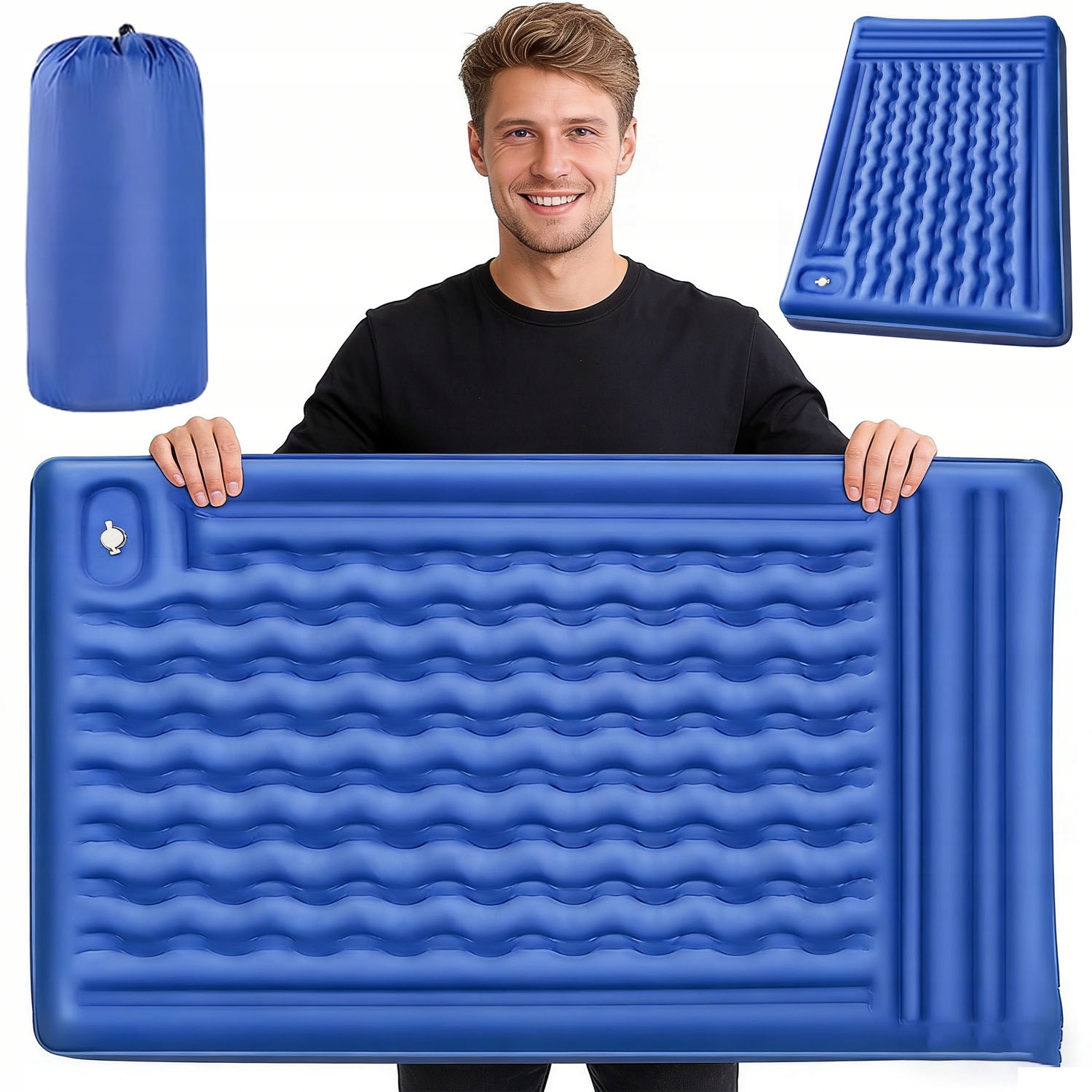 Pohodlná dvoulůžková nafukovací postel 140 x 200 cm Tloušťka 13 cm s přenosnou pumpou