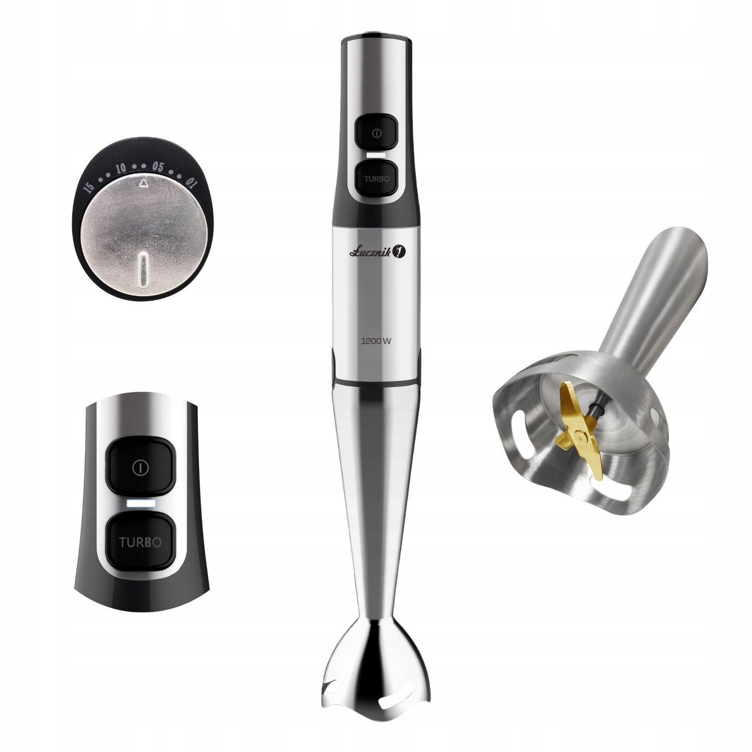 Mocny blender ręczny Łucznik 1200W Turbo kruszy lód ostrza tytan JK-1200