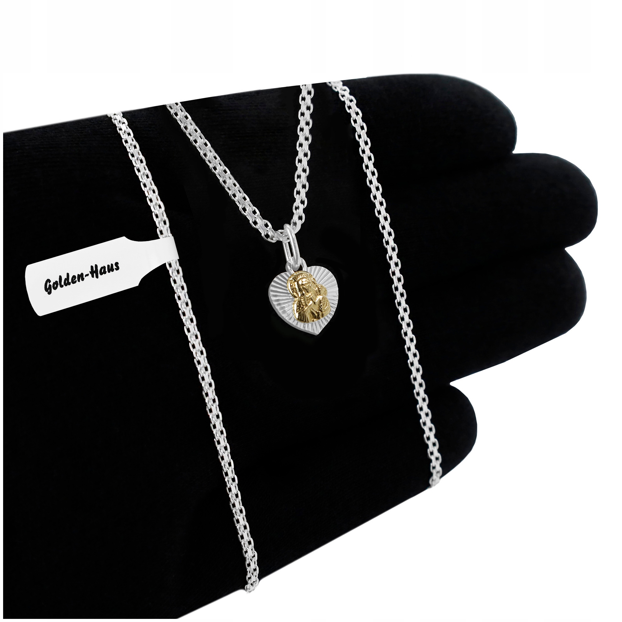 SREBRNY ŁAŃCUSZEK + MEDALIK MATKA BOSKA CZĘSTOCHOWSKA 925 / DLA DZIEWCZYNKI Stan opakowania oryginalne