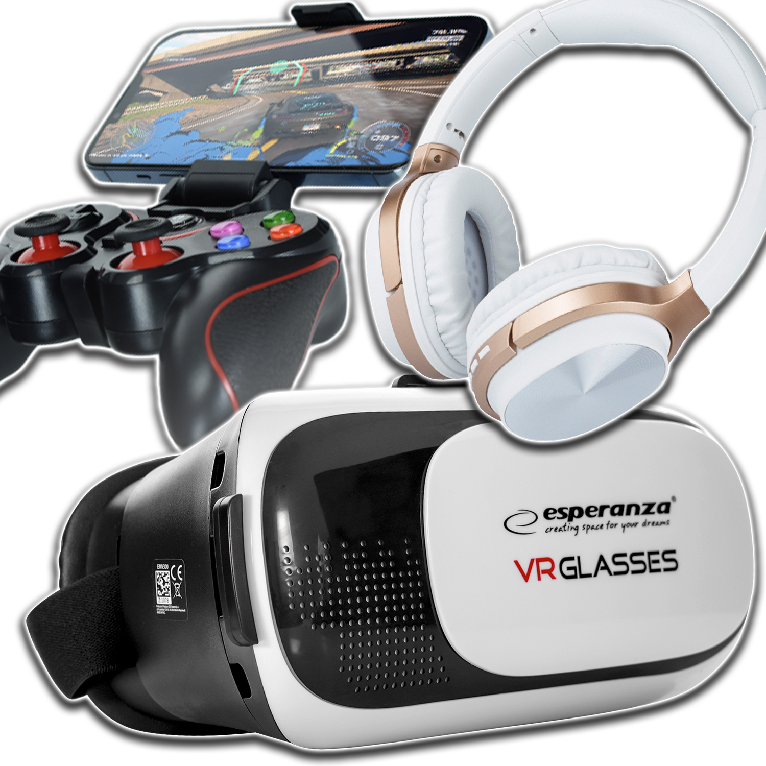 Brýle Vr 3D 360 Gamepad S Držákem Pro Hraní Filmů Brýle Vr