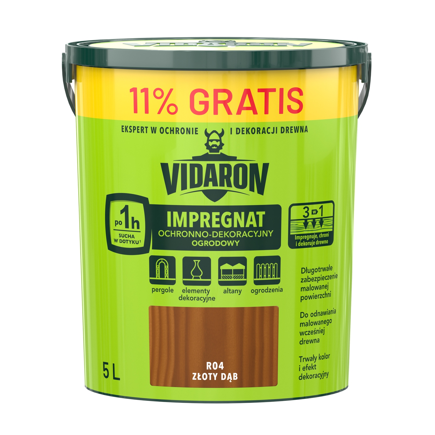 Vidaron Impregnat Ochronno-Dekoracyjny Ogrodowy R04 Złoty Dąb 5L