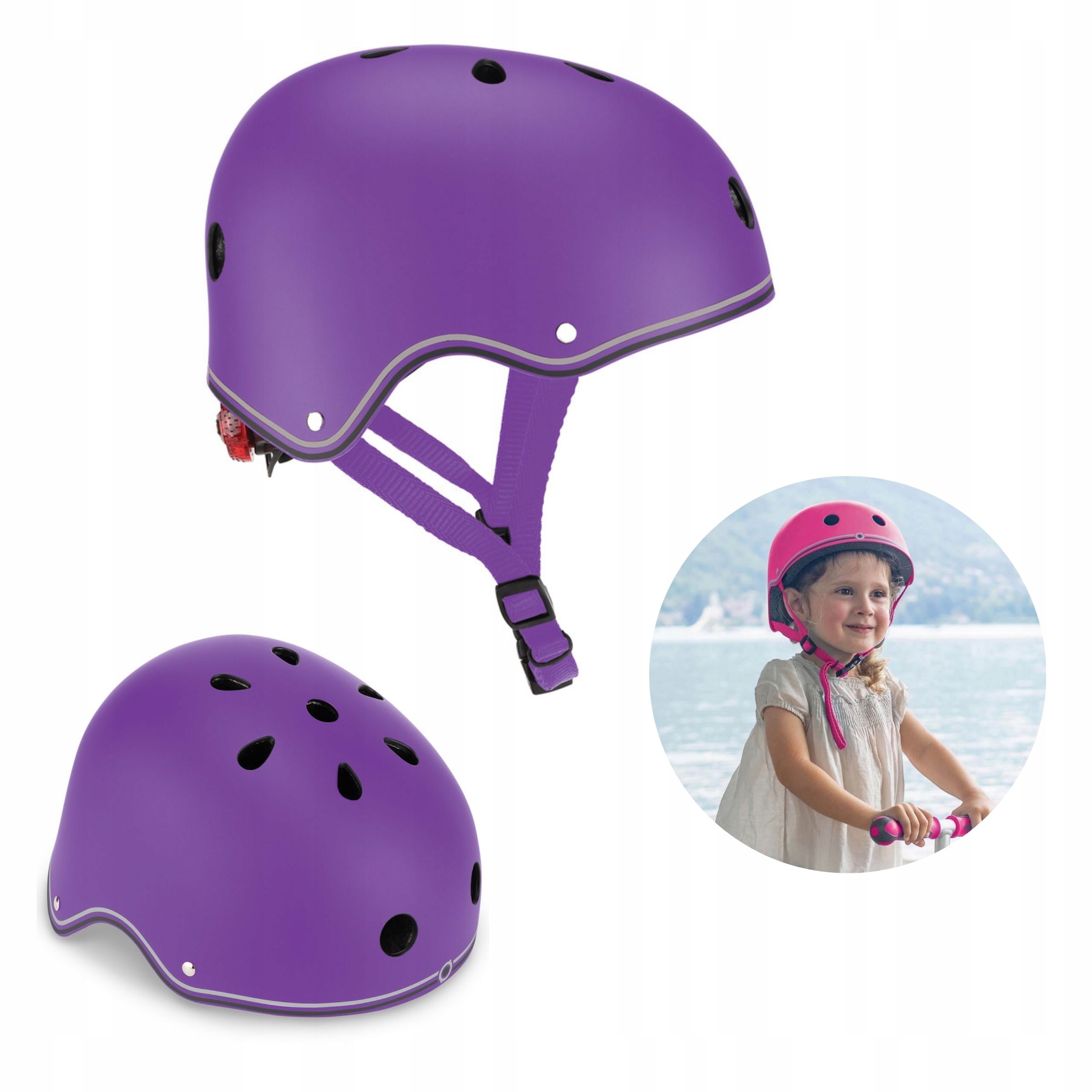 Kask dziecięcy na rower rolki hulajnogę z lampką r. Xs/s Globber fioletowy