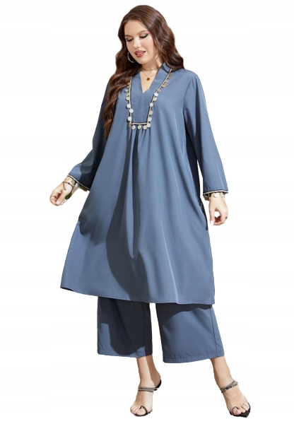 SHEIN PLUS KOMPLET SZARY SPODNIE I TUNIKA 48 VWC