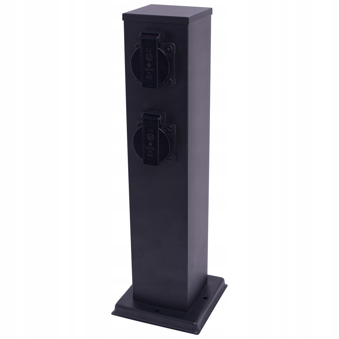 Elektrický zahradní napájecí sloupek 40 cm 2 zásuvky černý Eko-Light