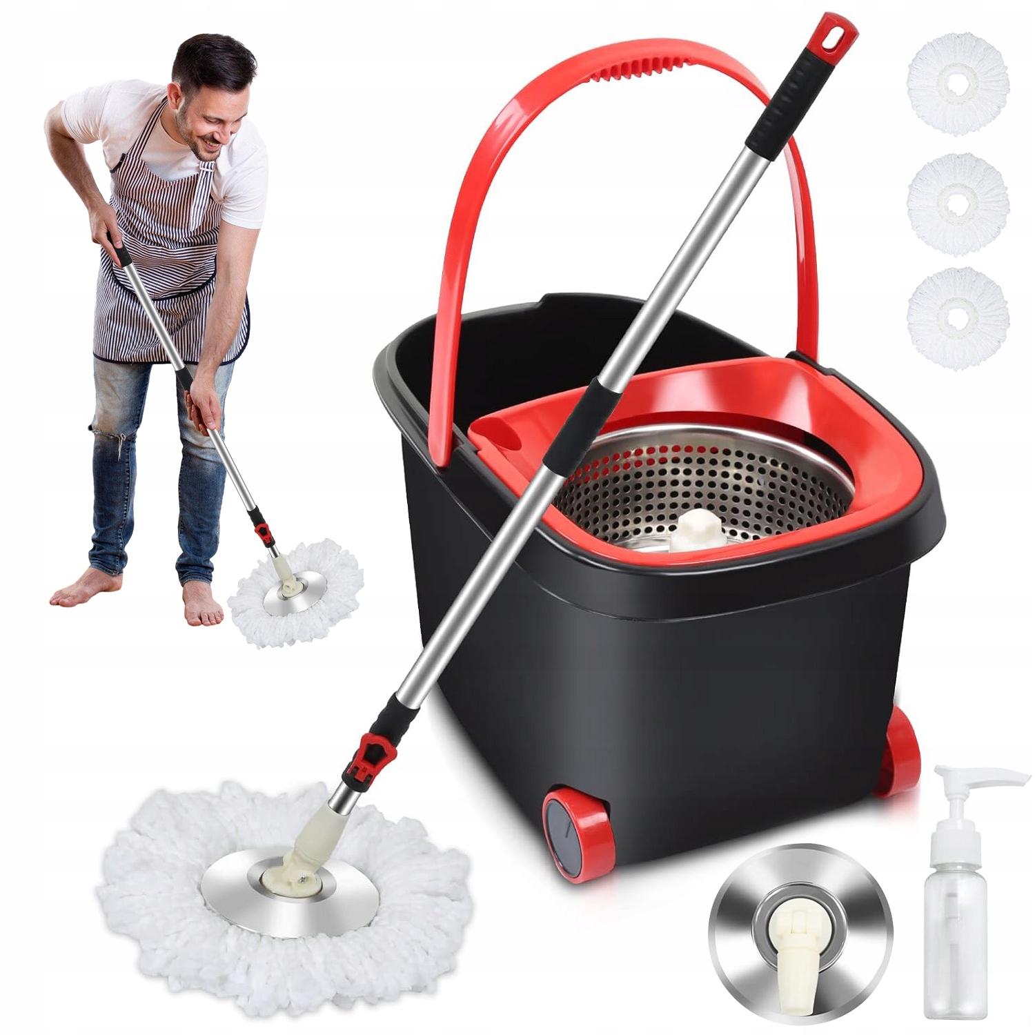 Levně Sada Kbelíků Na Rotační Mop 7,5 L Černá Pro Snadné Čištění