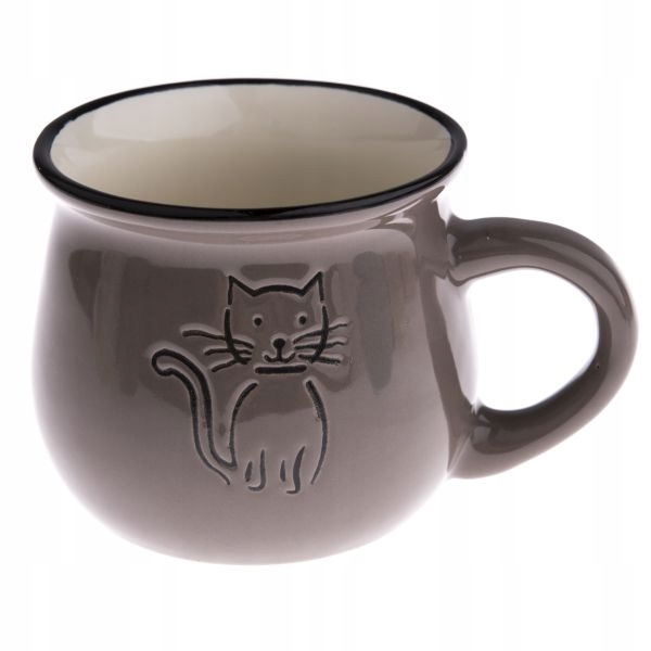 

Ceramiczny kubek beczułka szary kotek 440 ml kot