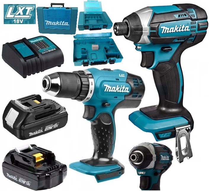 Makita Lxt 18V DDF453 DTD152 Udar 2x BL1815 DC18SD Walizka Kufer