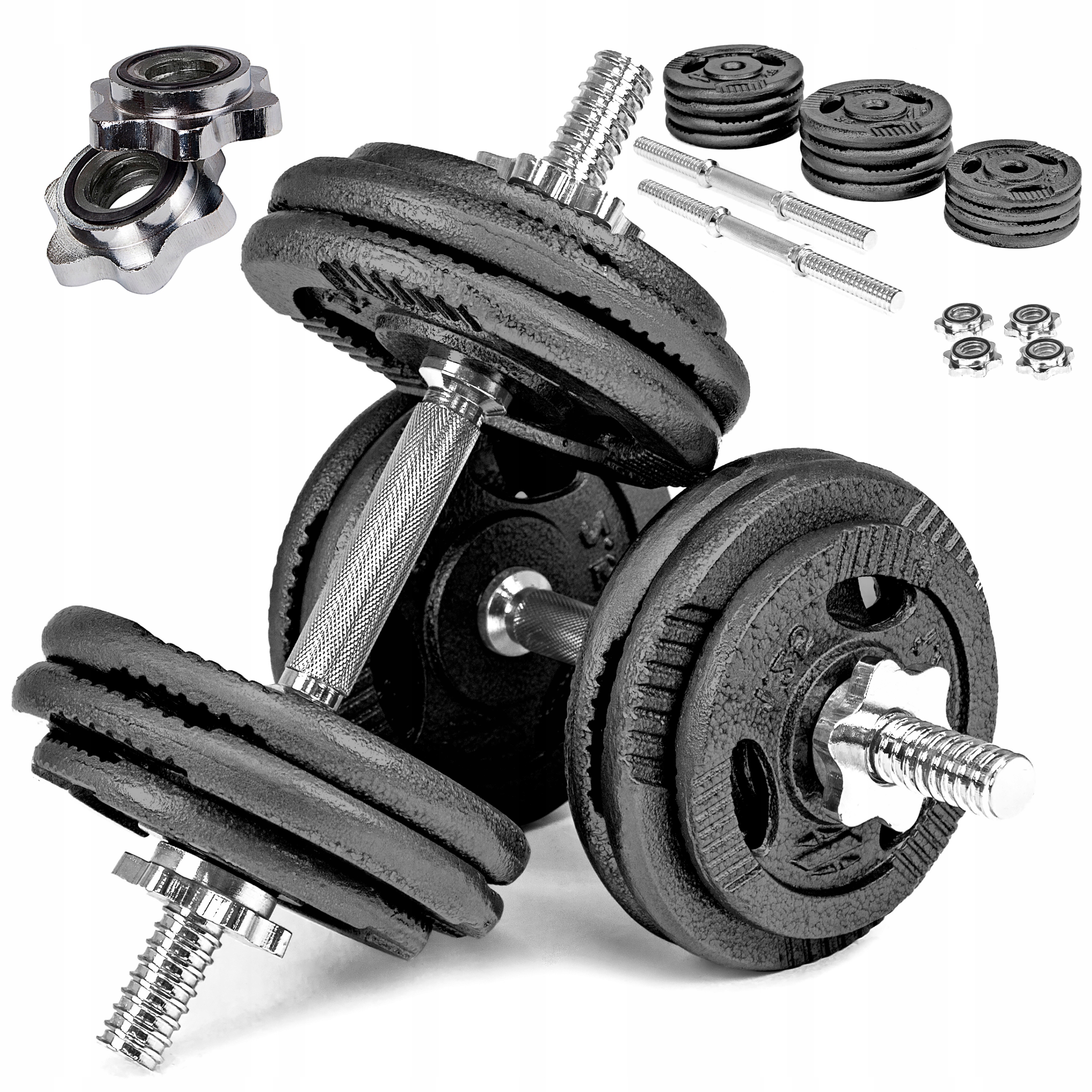 Hantle Żeliwne 2x15KG regulowane Zestaw Hantli Sapphire gryfy obciążenia