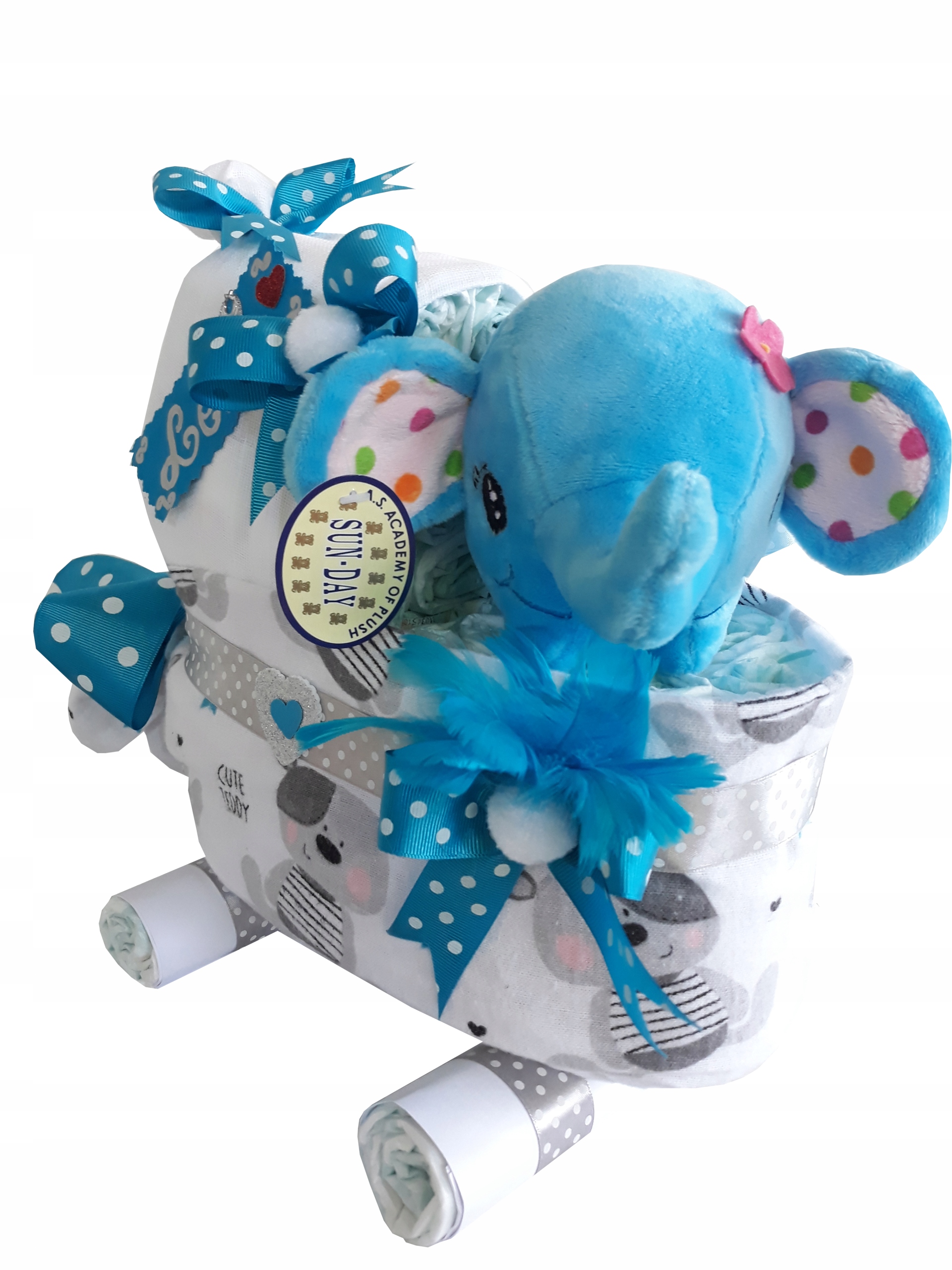 Tort z pampersów 3 Wózek chrzest pępkowe