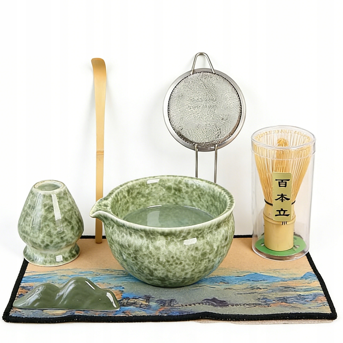 Japonská Sada Tradiční Matcha Chasen Chashaku Lžička Bamboo Whisk 7V1