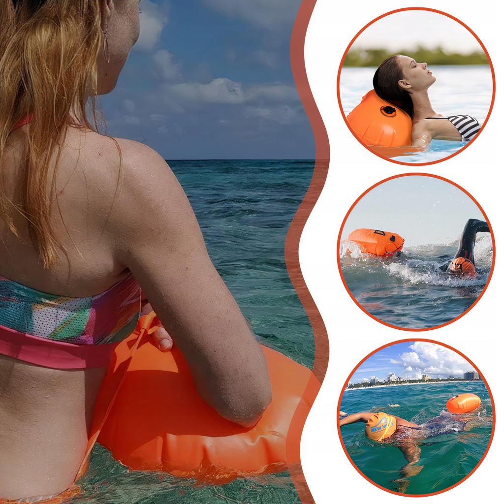 BOJKA ASEKURACYJNA DMUCHANA BOJA 2w1 SUCHA KIESZEŃ 72CM KOŁO RATUNKOWE BOJA Kod producenta Dmuchana bojka asekuracyjna do pływania