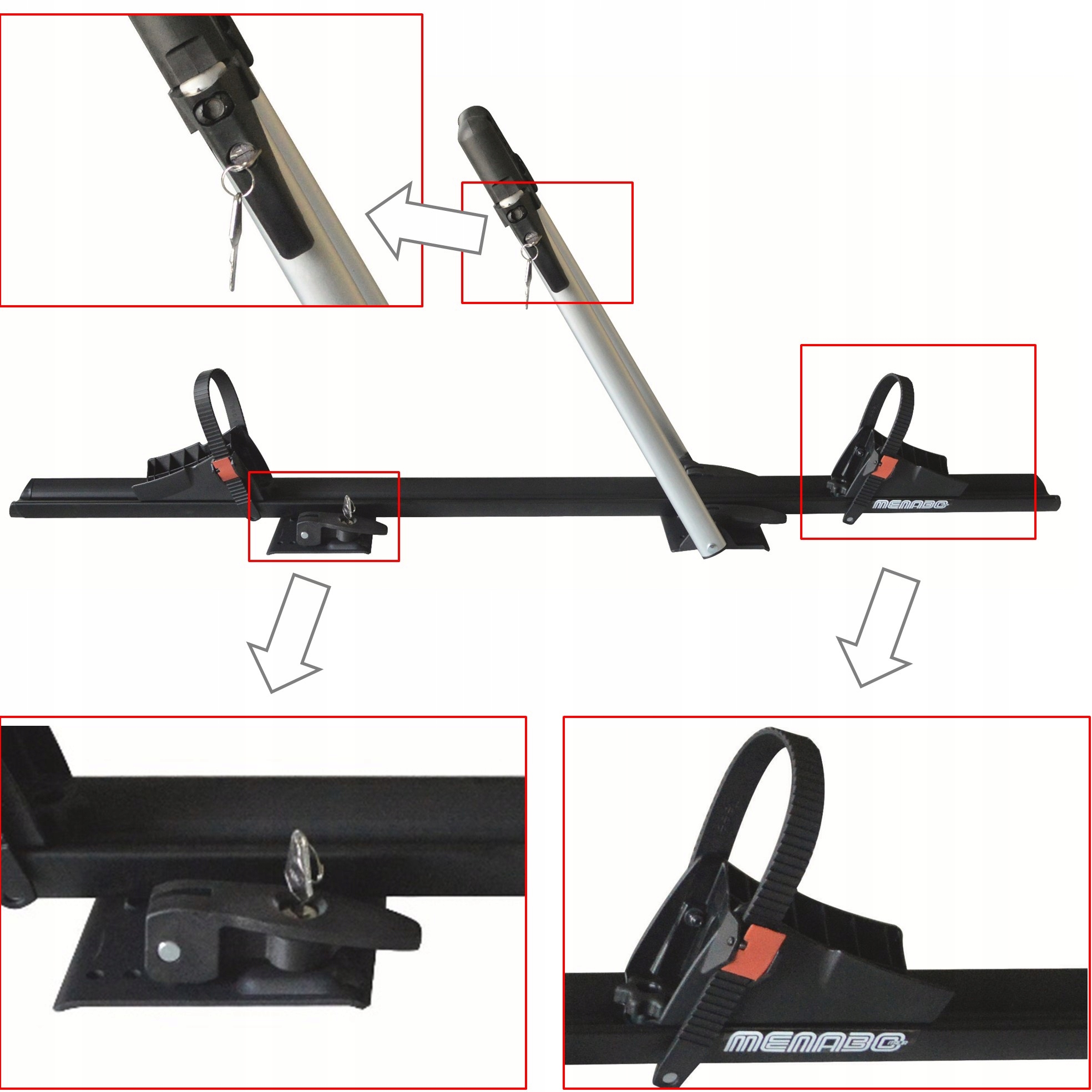 BAGAZNIK ROWEROWY UCHWYT NA ROWER NA DACH MENABO Dlugosc produktu 135 cm