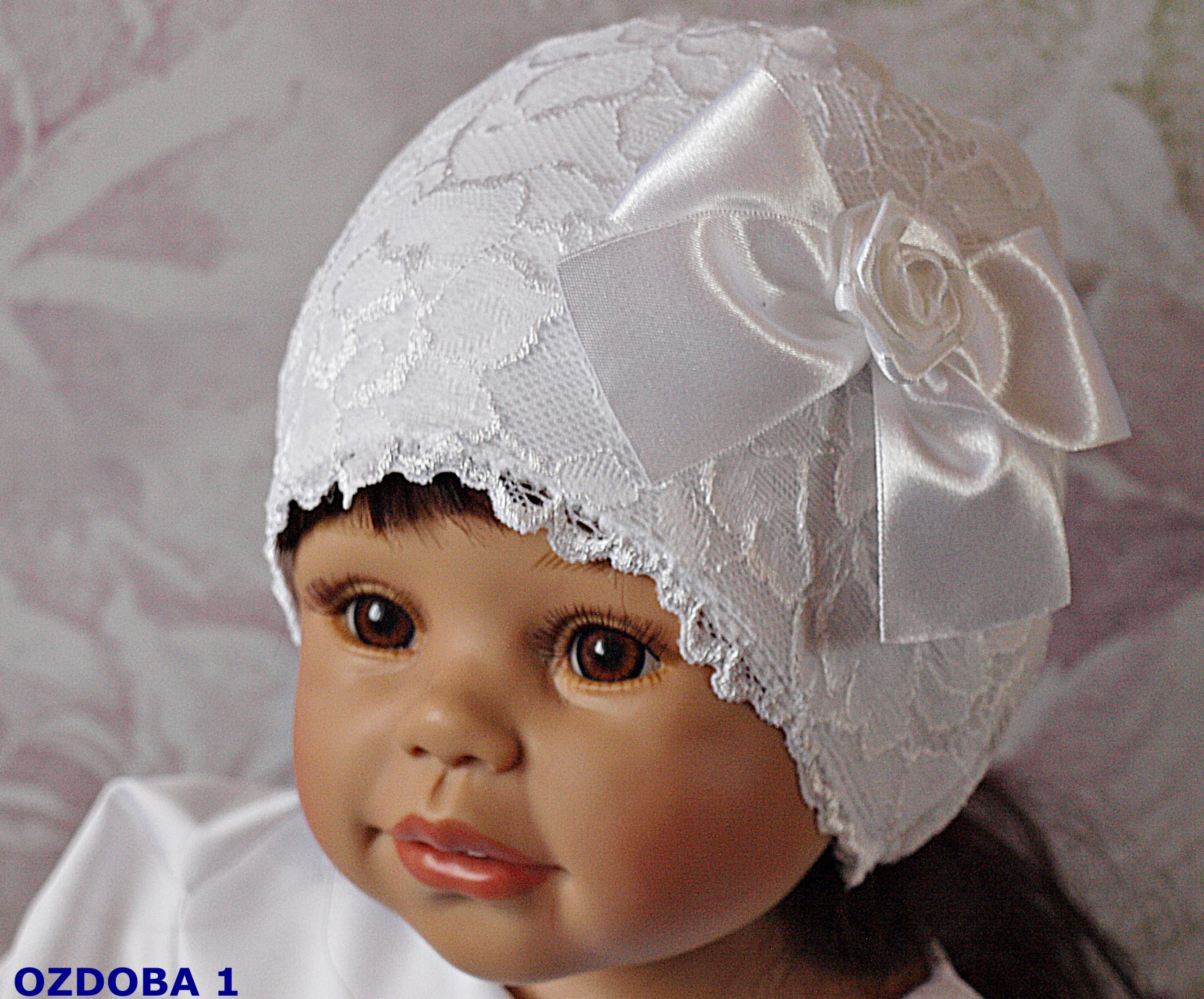 BIAŁA CZAPECZKA KORONKA I POLAR NA CHRZEST 74 Marka Inna marka